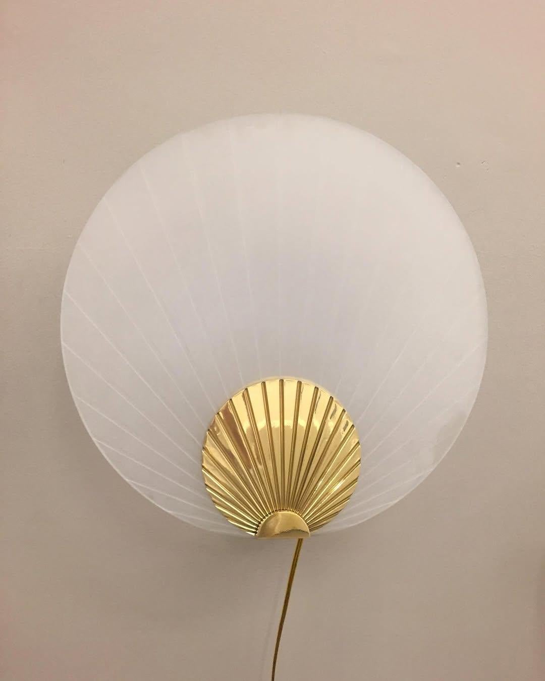 Unique Fan-Shaped Polished Copper Indigo Glass Wall Mounted Lamp Maiko Carla Baz For Sale 3