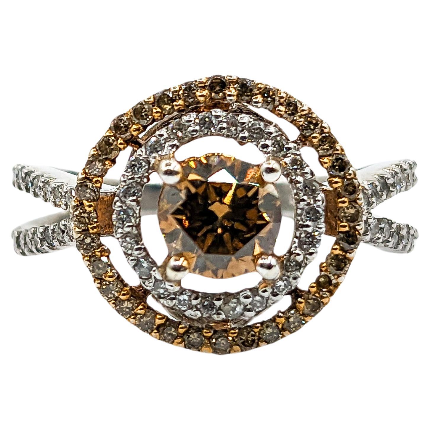 Unique Fancy Colored Diamond Double Halo Ring