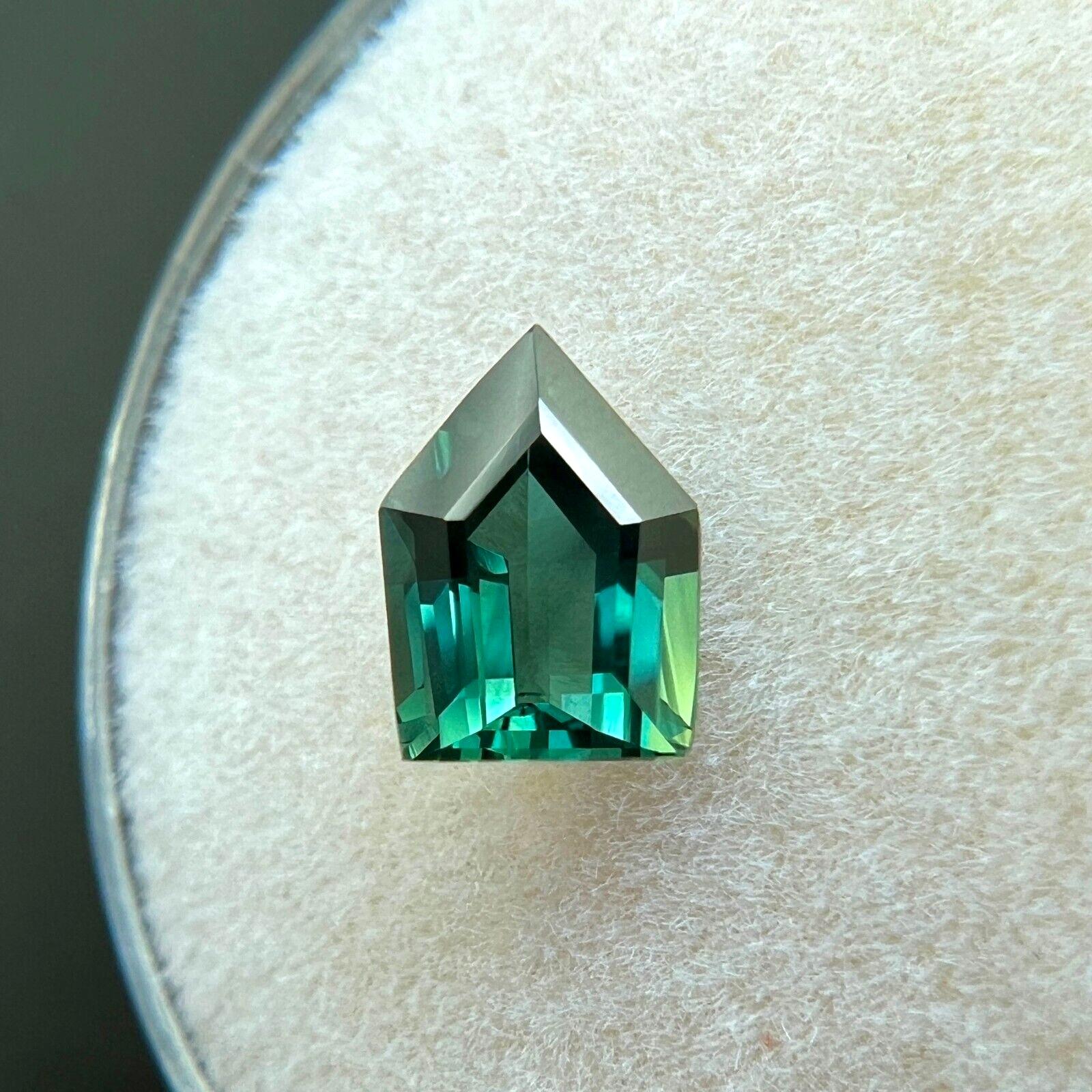 Saphir vert taille fantaisie unique de 1,06 carat, certifié GRA, non chauffé Unisexe en vente