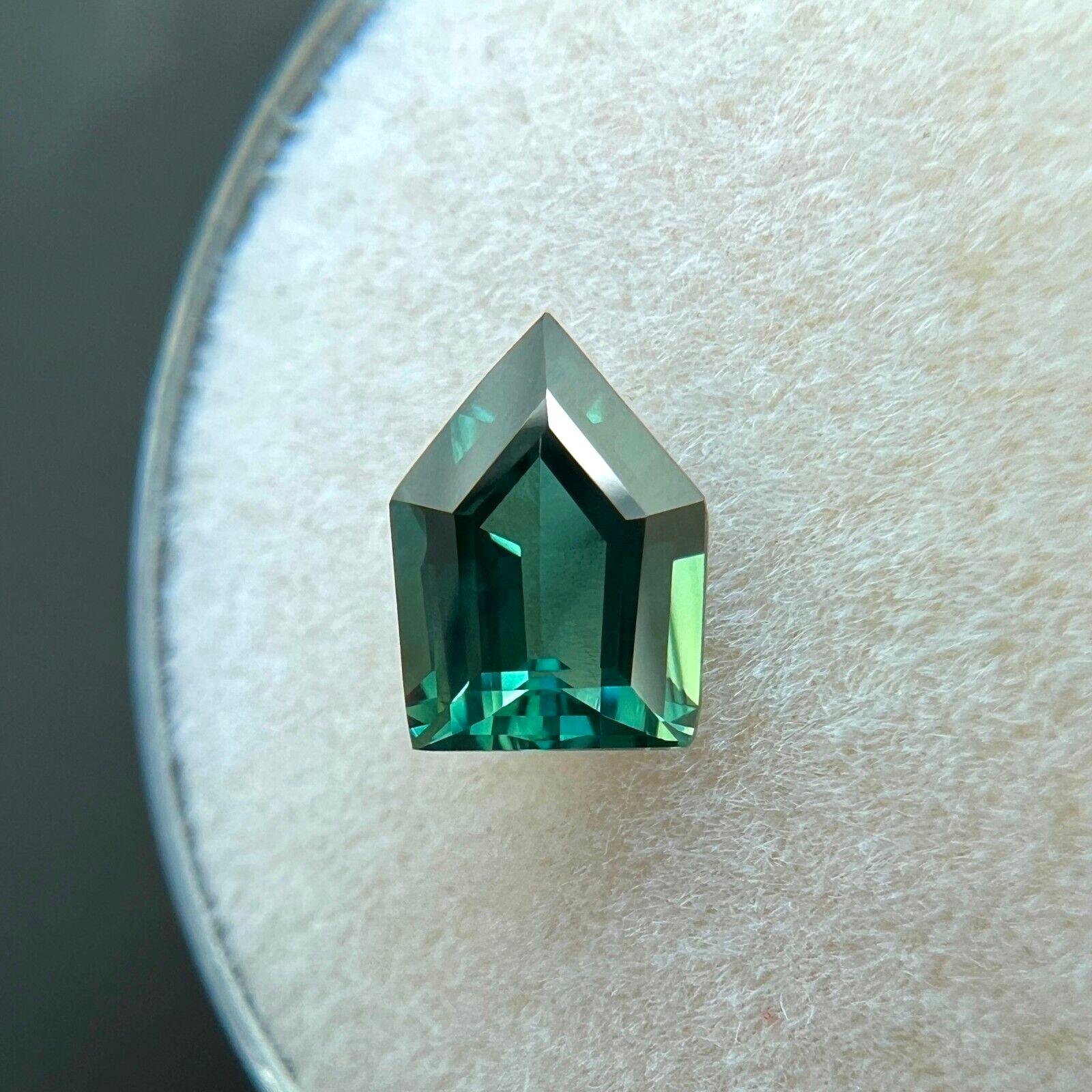 Unique Fancy Cut 1.06Ct Green Sapphire GRA Certified Unheated Gem For Sale 1