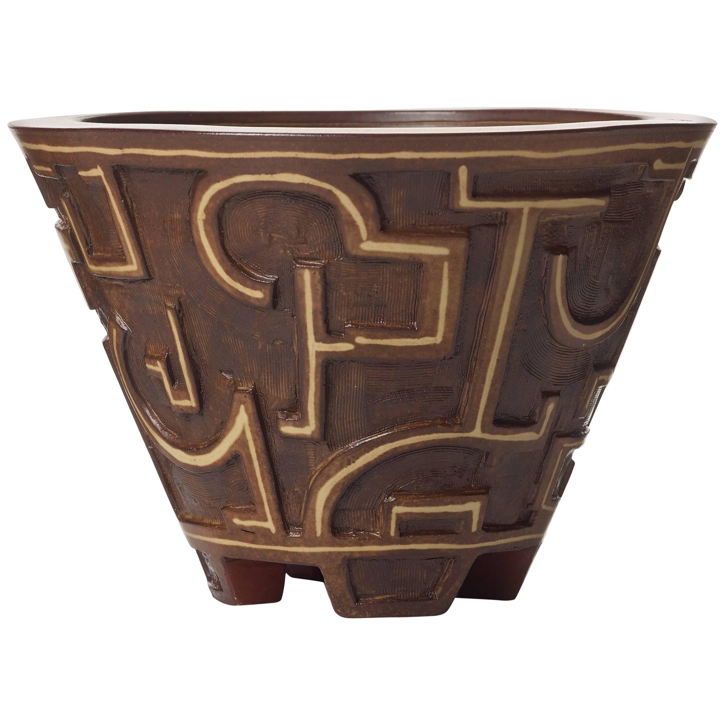 Unique Farsta Stoneware Bowl by Wilhelm Kåge for Gustavsberg For Sale