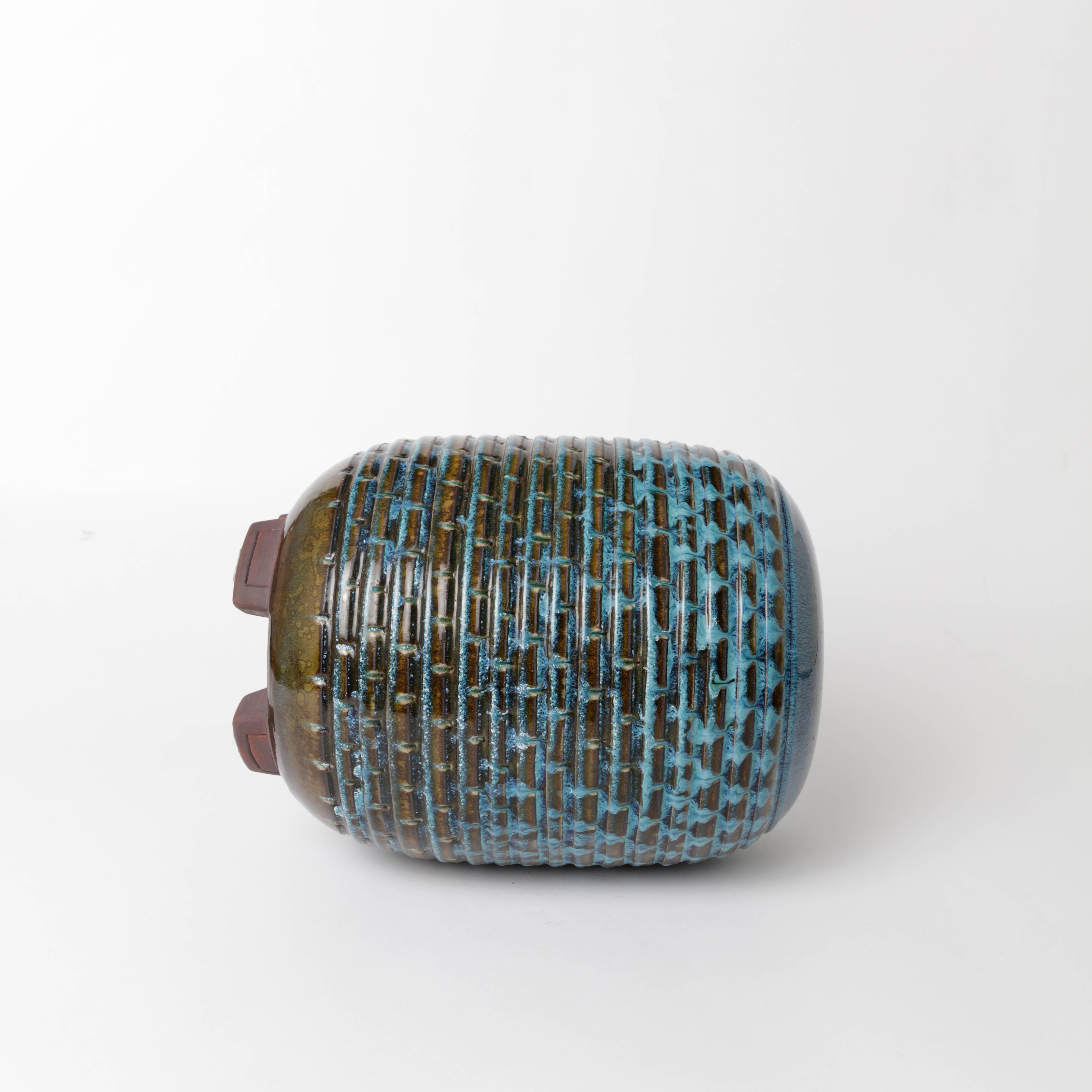 Unique Farsta Stoneware Lidded Urn by Wilhelm Kåge Gustavsberg, 1960 For Sale 2