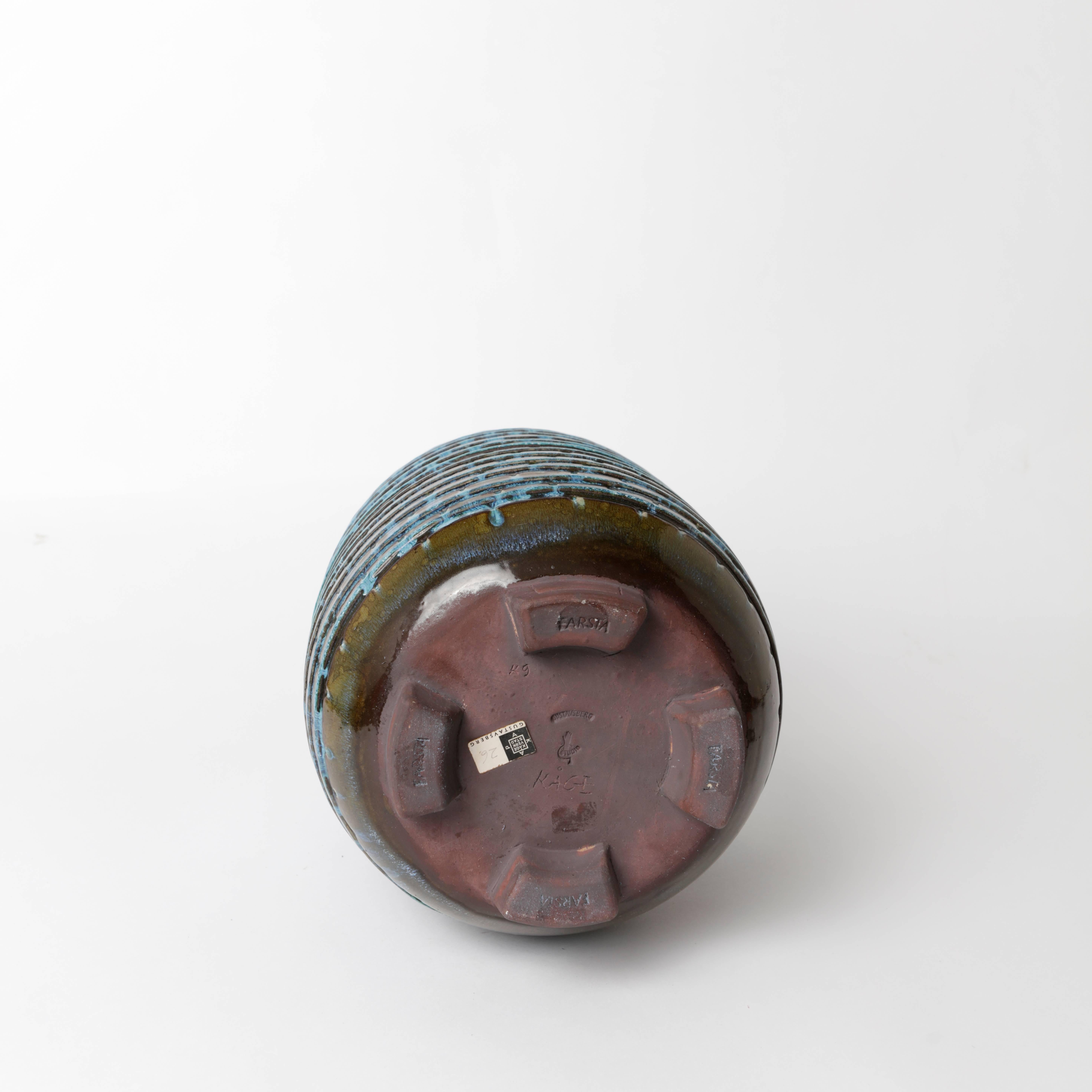 Unique Farsta Stoneware Lidded Urn by Wilhelm Kåge Gustavsberg, 1960 For Sale 3