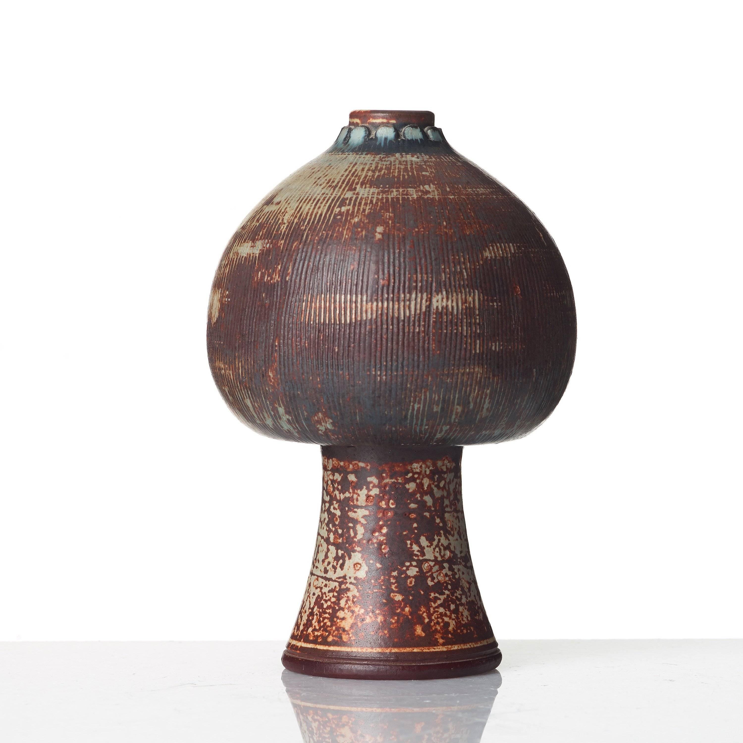 Mid-20th Century Unique Farsta Stoneware Vase by Wilhelm Kåge for Gustavsberg, 1955 For Sale