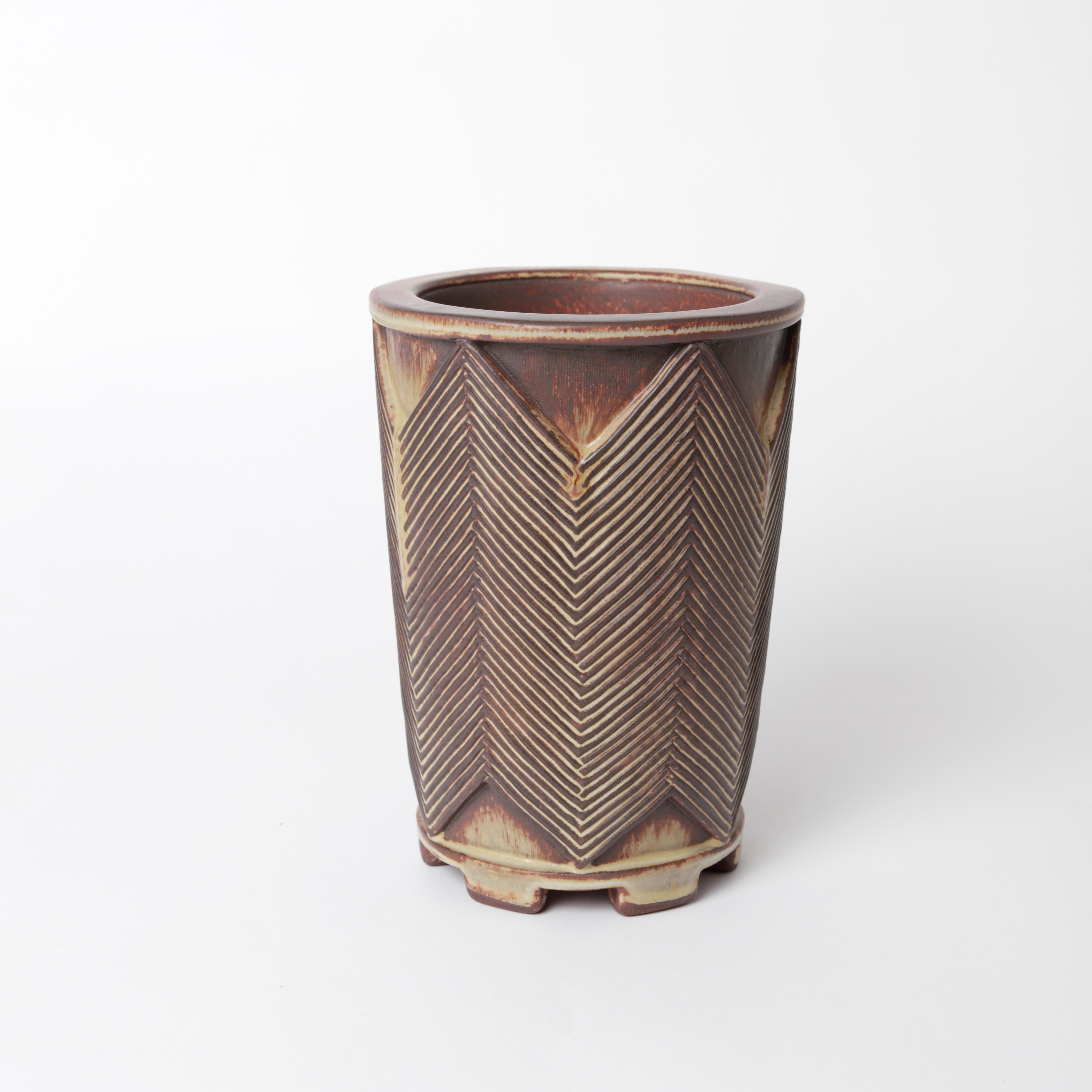 Scandinavian Modern Unique Farsta Stoneware Vase by Wilhelm Kåge Gustavsberg, 1951 For Sale