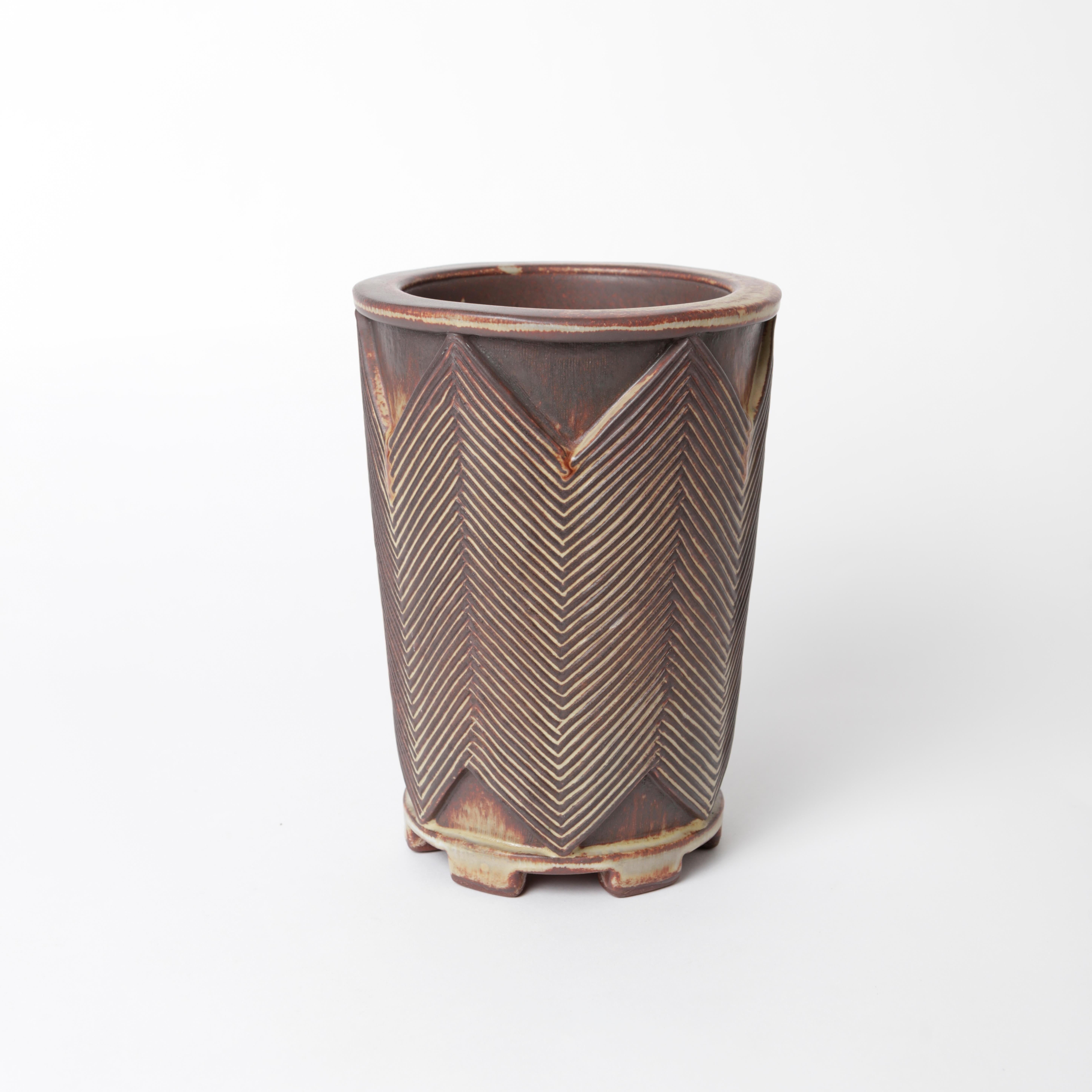 Unique Farsta Stoneware Vase by Wilhelm Kåge Gustavsberg, 1951 In Excellent Condition For Sale In Stockholm, SE