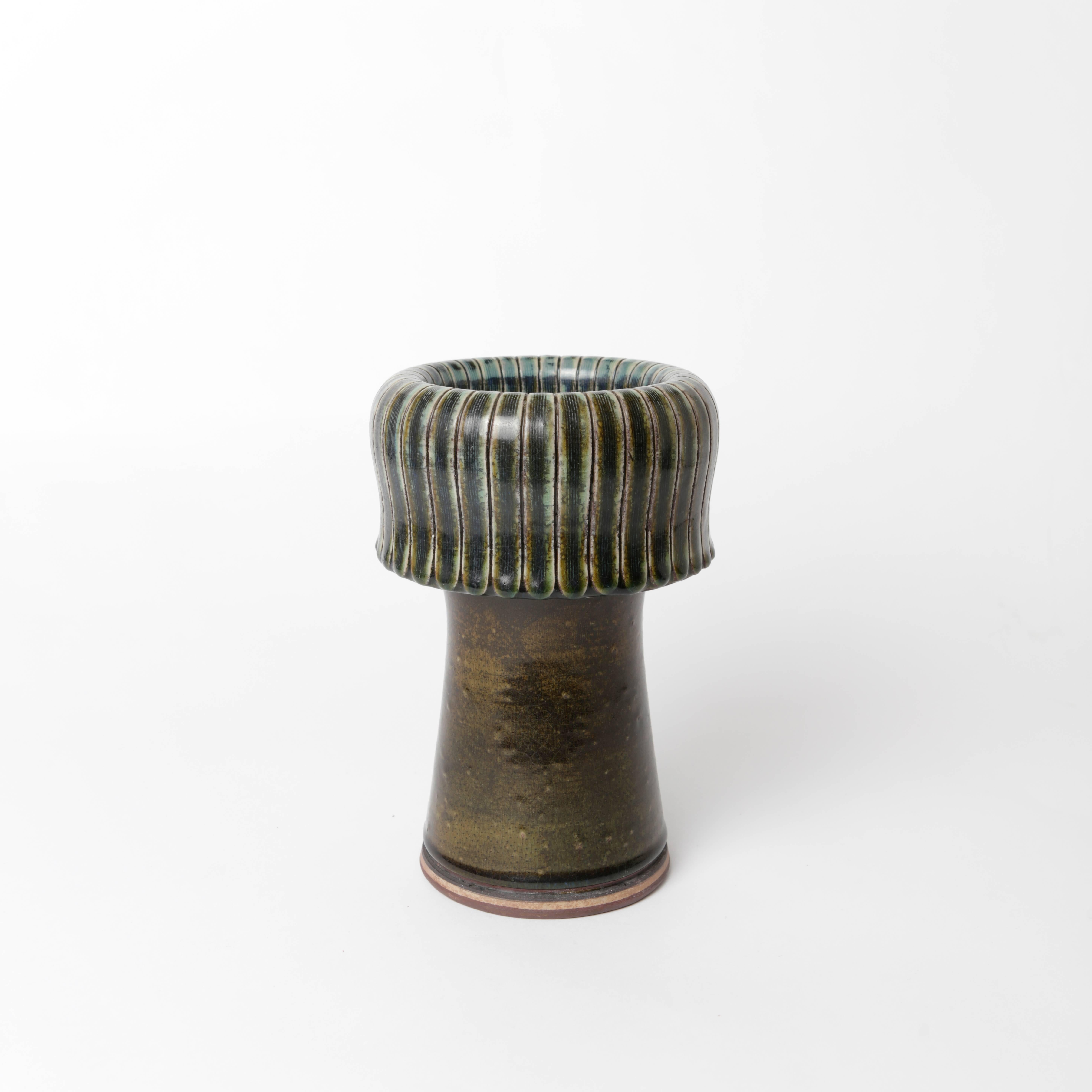 Mid-20th Century Unique Farsta Stoneware Vase by Wilhelm Kåge Gustavsberg, 1954 For Sale