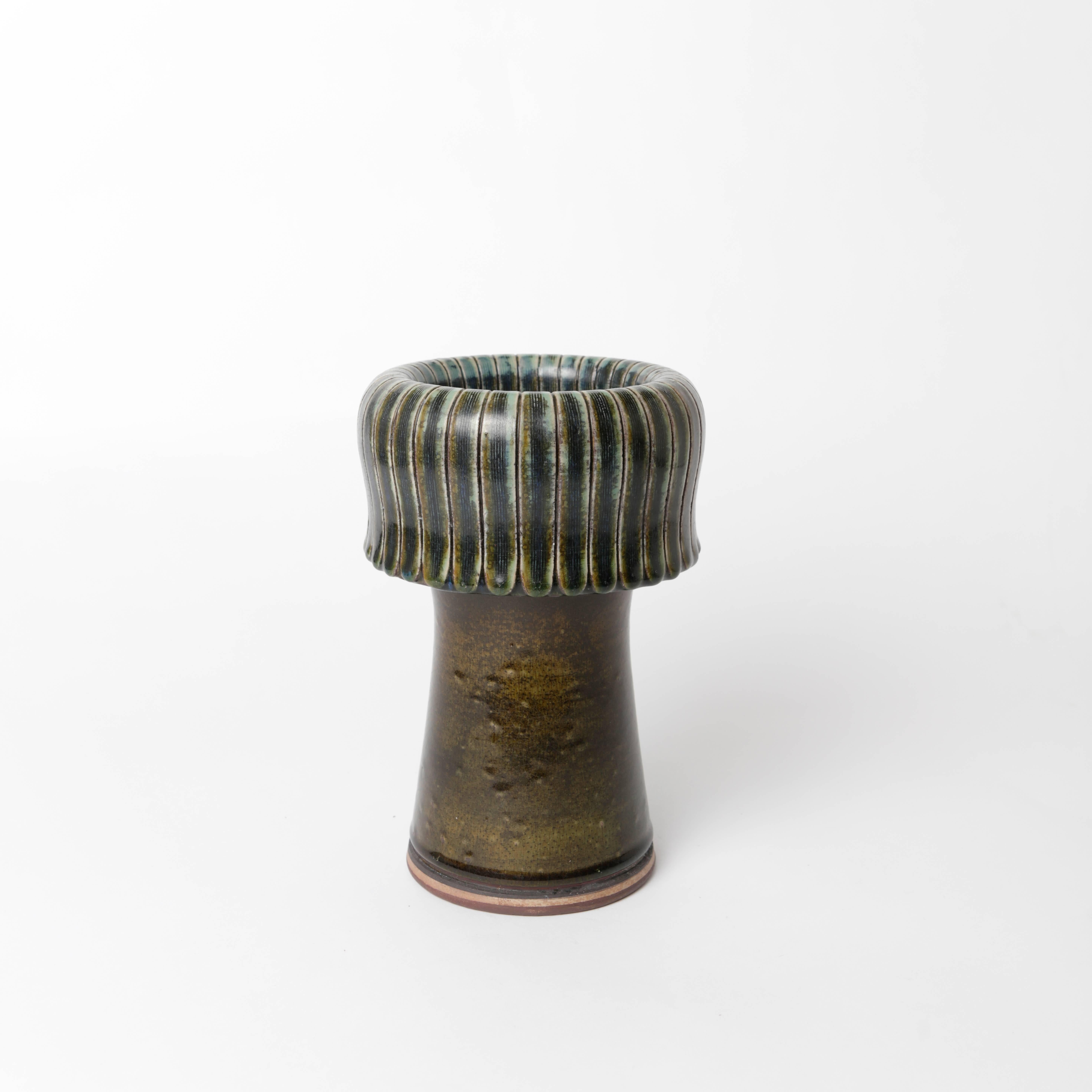 Unique Farsta Stoneware Vase by Wilhelm Kåge Gustavsberg, 1954 For Sale 1