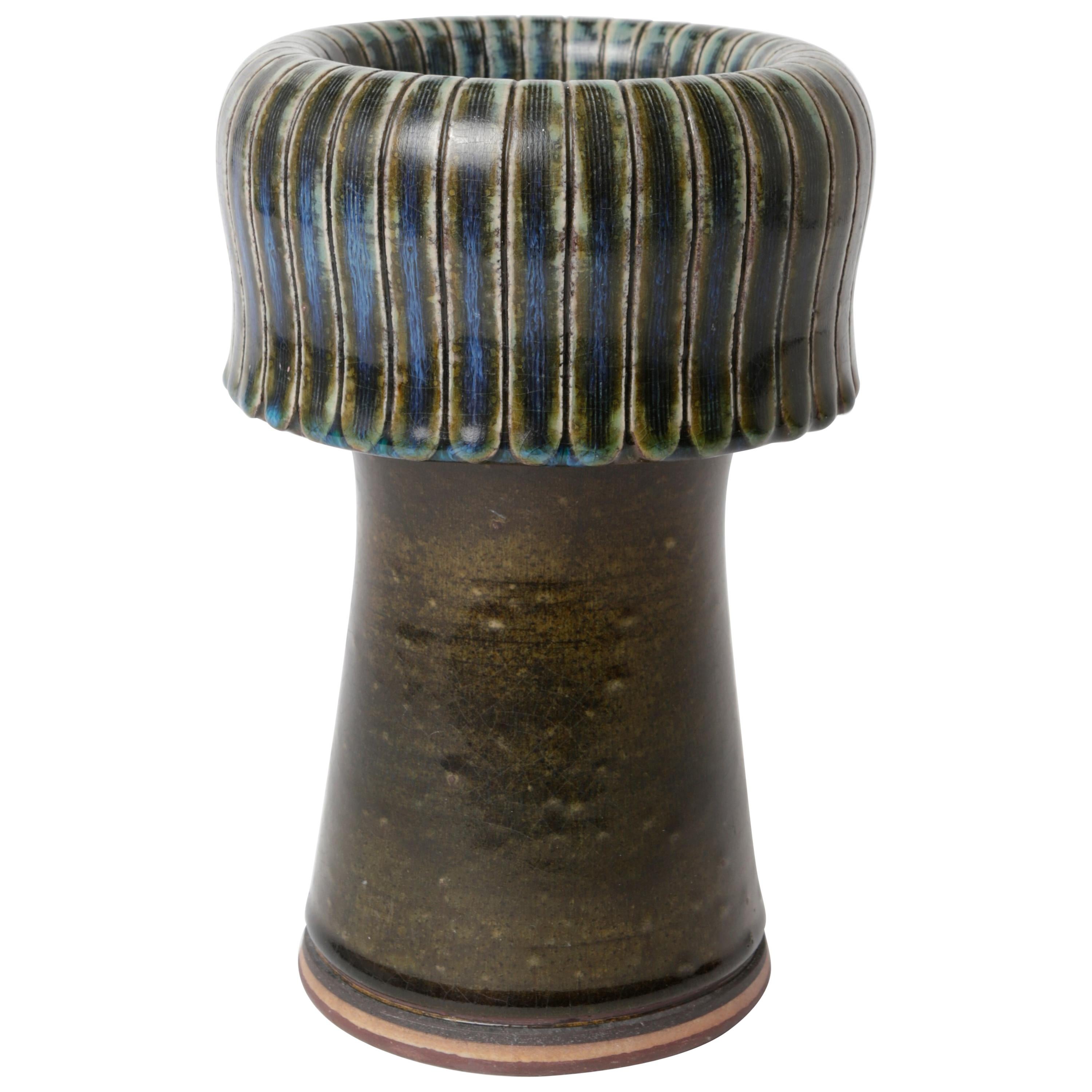 Unique Farsta Stoneware Vase by Wilhelm Kåge Gustavsberg, 1954 For Sale