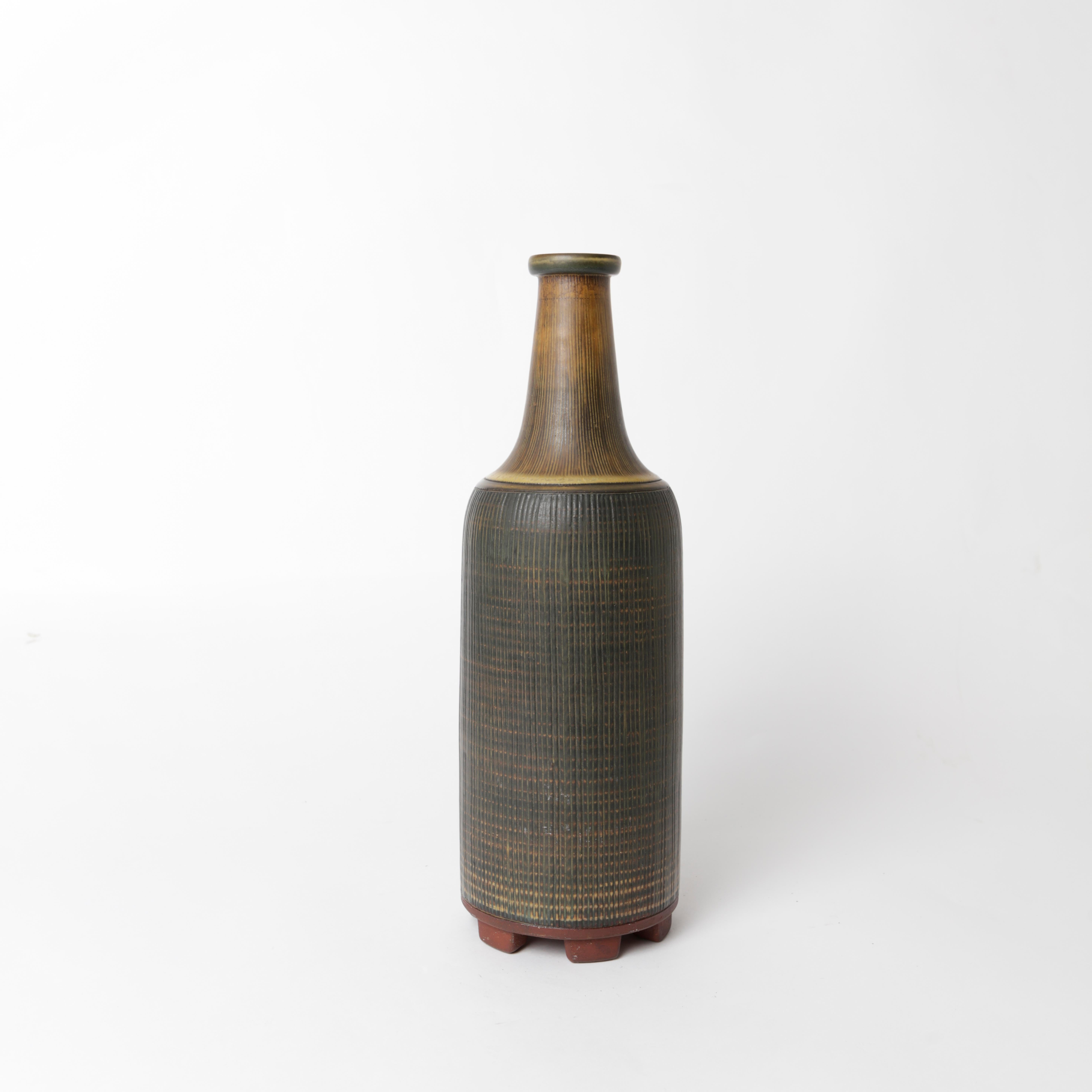 Scandinavian Modern Unique Farsta Stoneware Vase by Wilhelm Kåge Gustavsberg, 1956 For Sale