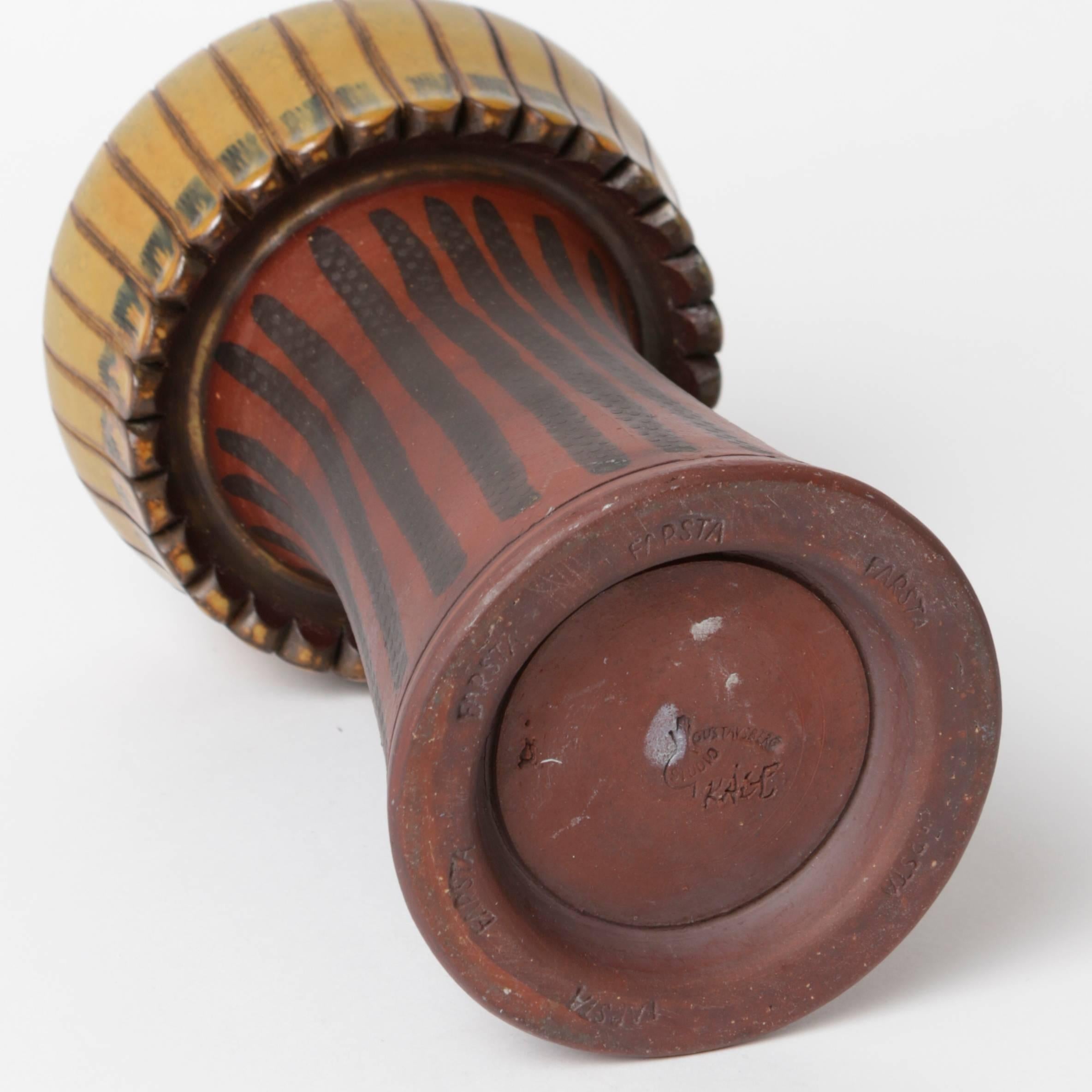 Unique Farsta Stoneware Vase by Wilhelm Kåge Gustavsberg, 1956 For Sale 1