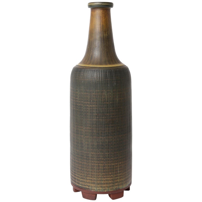 Unique Farsta Stoneware Vase by Wilhelm Kåge Gustavsberg, 1956 For Sale