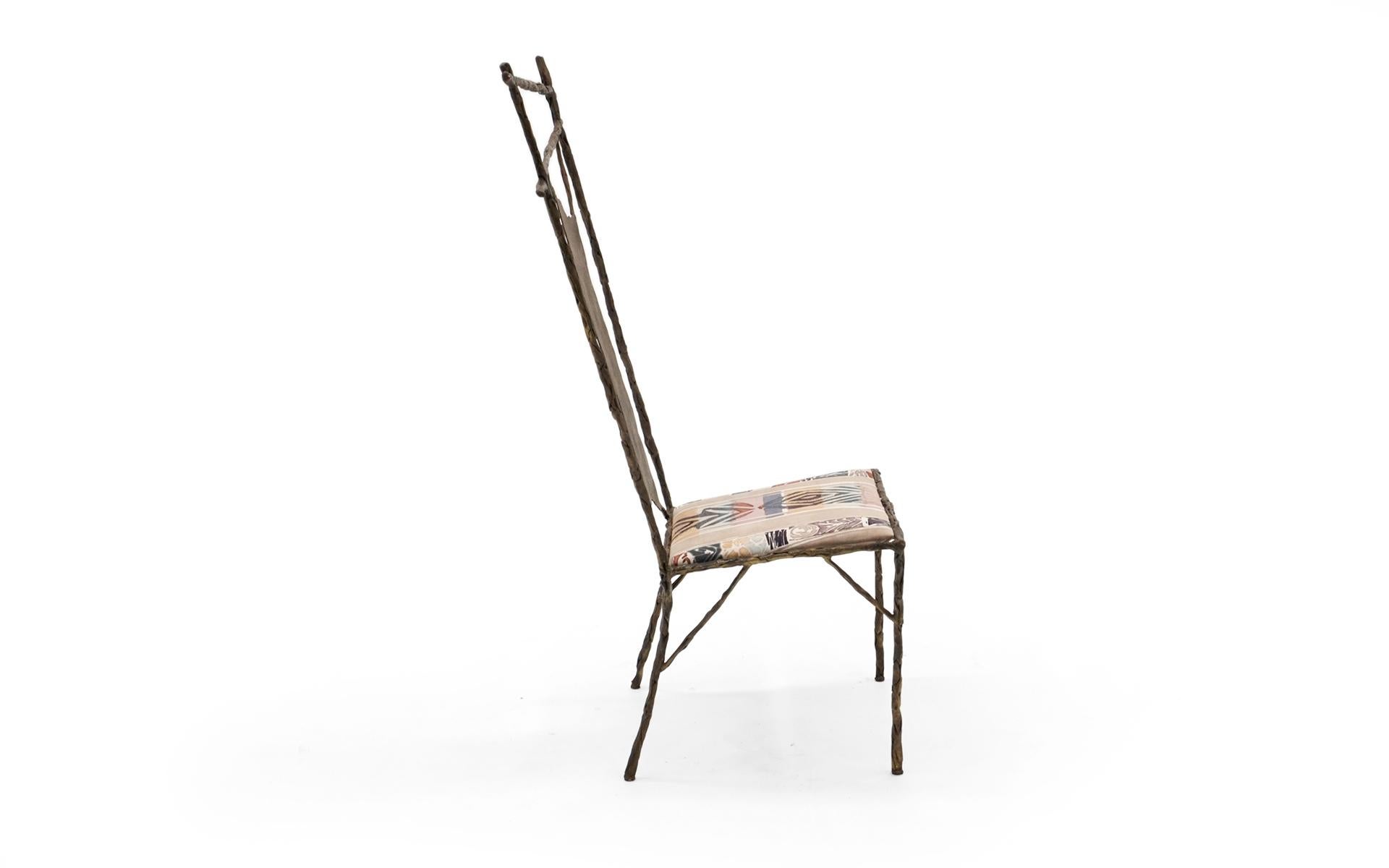 Late 20th Century Unique Faux Bois Chair, Artist Made of Hand Worked Iron, One of a Kind For Sale