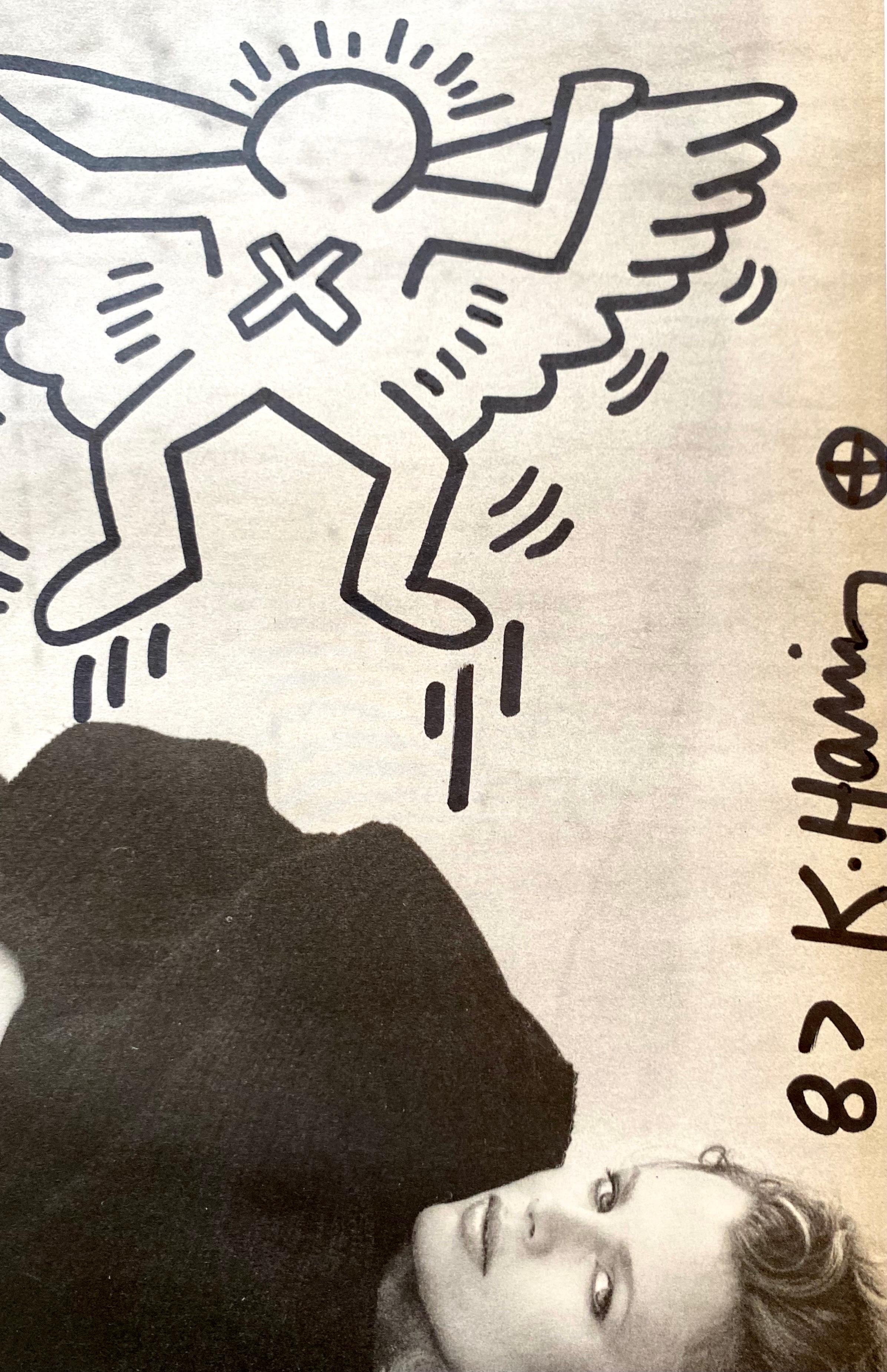 Americano Keith Haring Disegno a pennarello  su immagine di Kim Basinger, firmata, 1987 in vendita