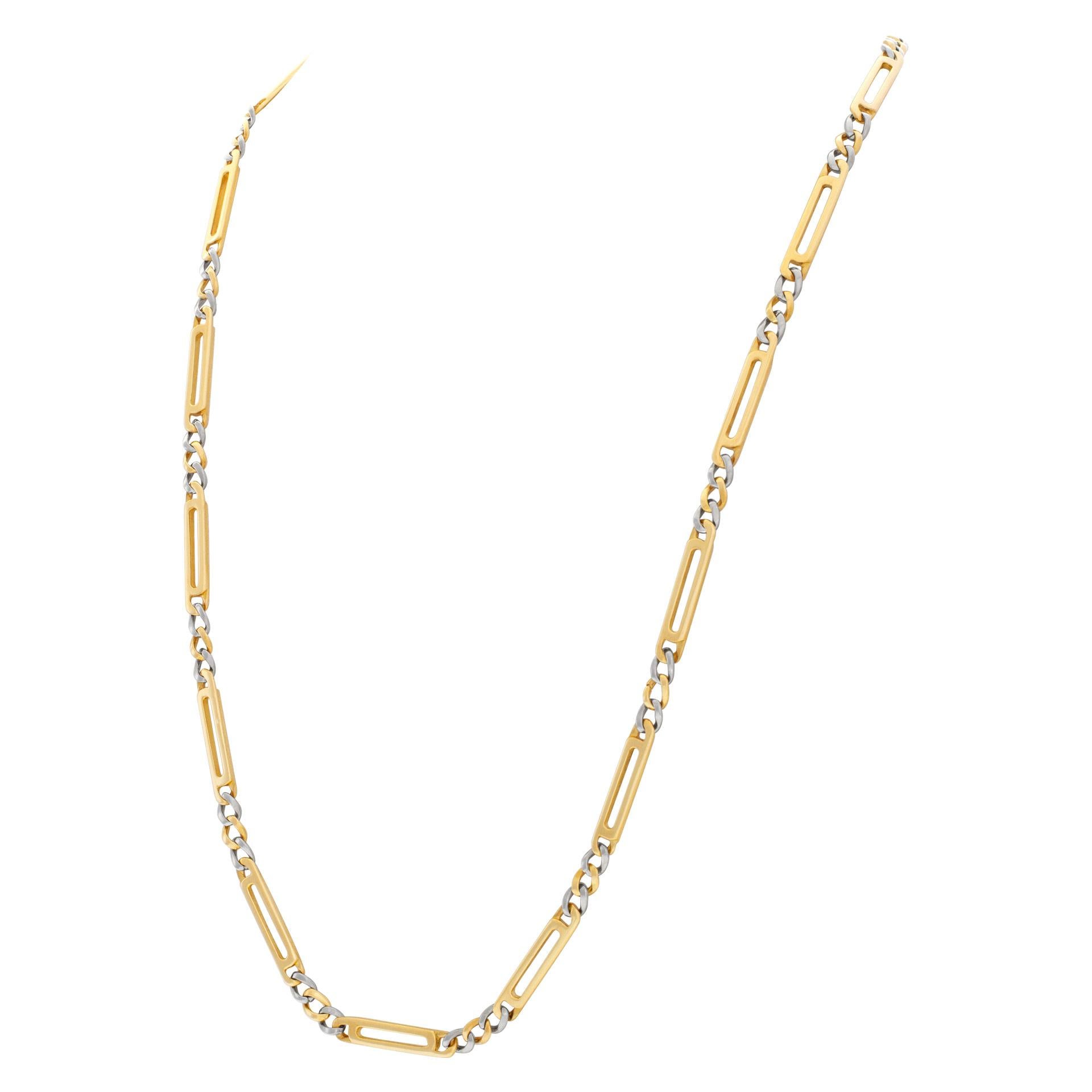 Unique Figaro link necklace in 18k. 36