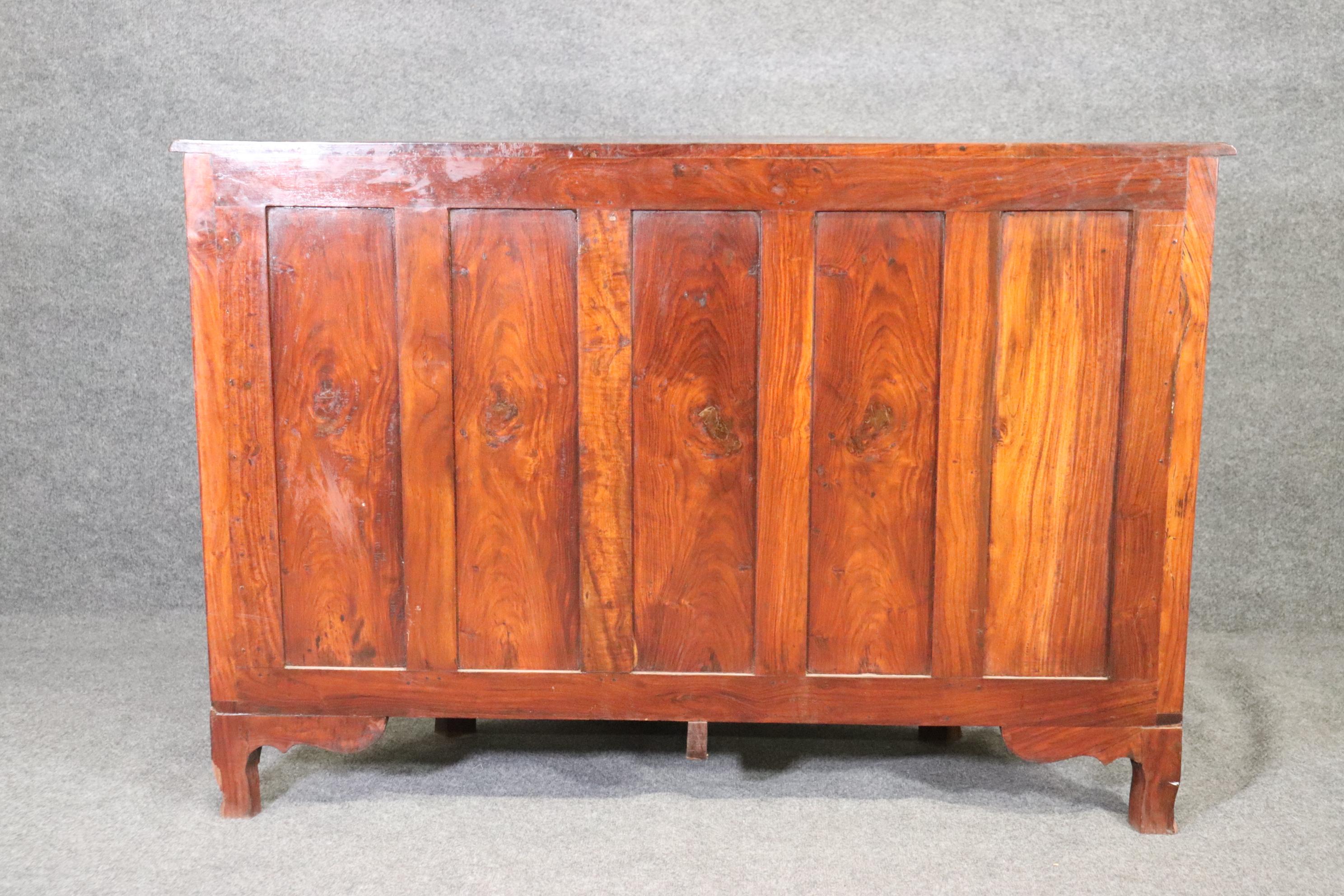 Contemporary Unique Figured Teak Hand-Made Sheraton Style Demilune Buffet Commode For Sale