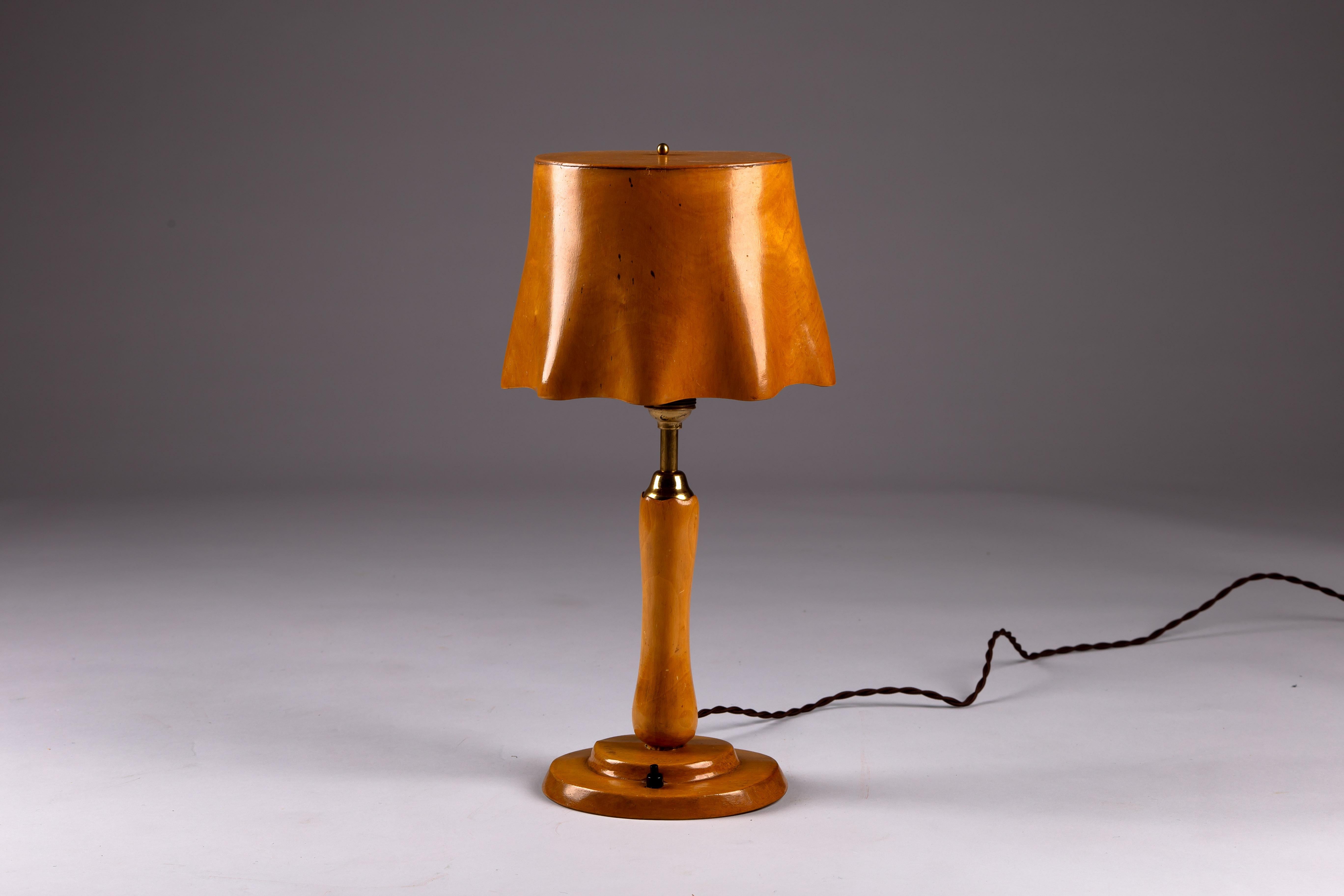 20th Century Unique Finnish c. 1940's bent wood table lamp For Sale