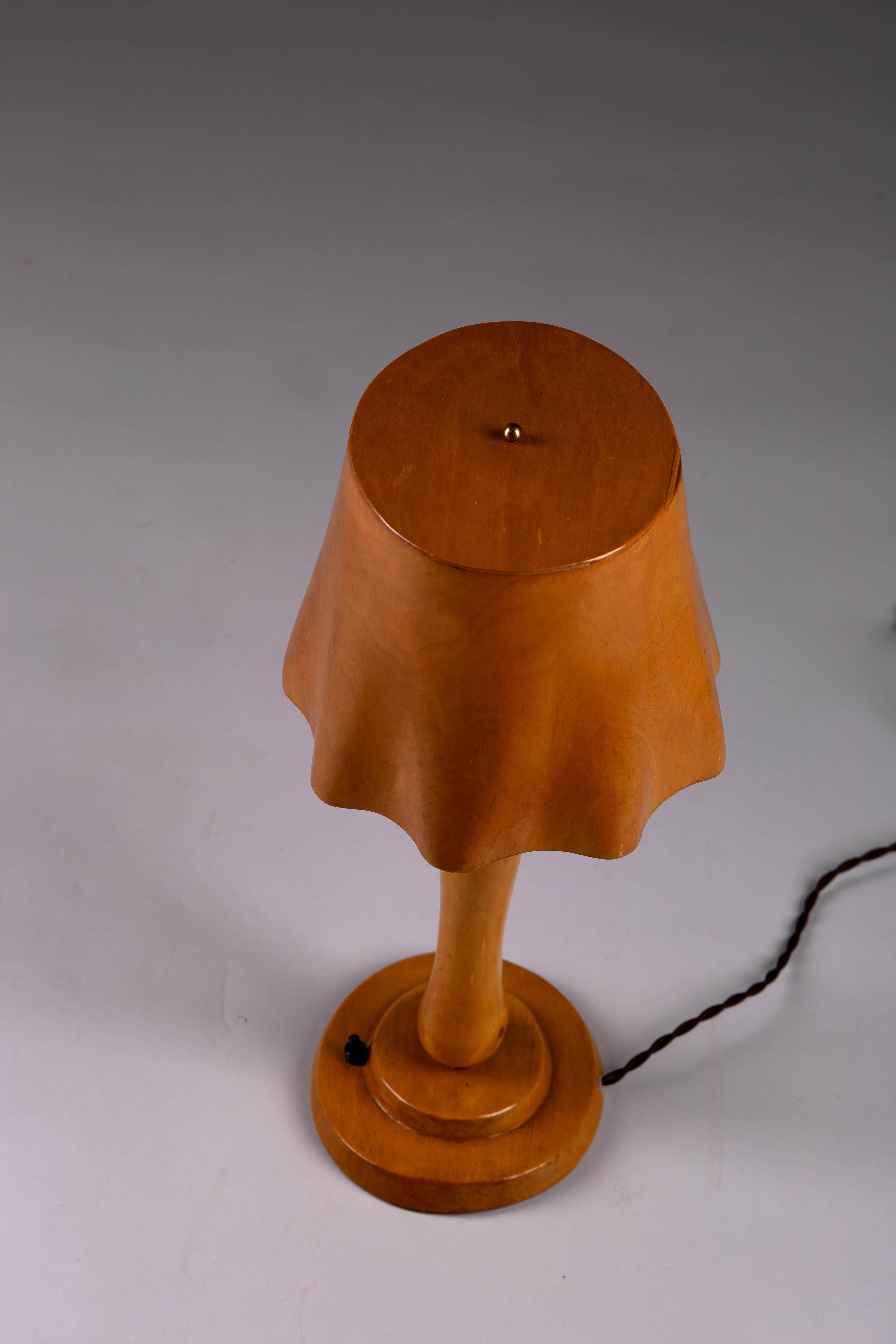 Unique Finnish c. 1940's bent wood table lamp For Sale 1