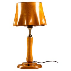 Lampada da tavolo in legno curvato finlandese del 1940, unica nel suo genere