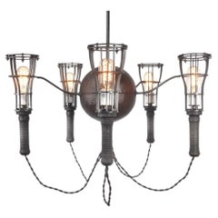 Unique Five Cage Light Industrial Chandelier