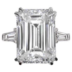 Unique Flawless GIA Certified 16 Carat Emerald Cut Diamond Ring