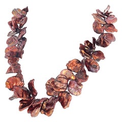 AJD Dramatic Stunning Elegant Large 21" Baroque Copper Pearl Necklace