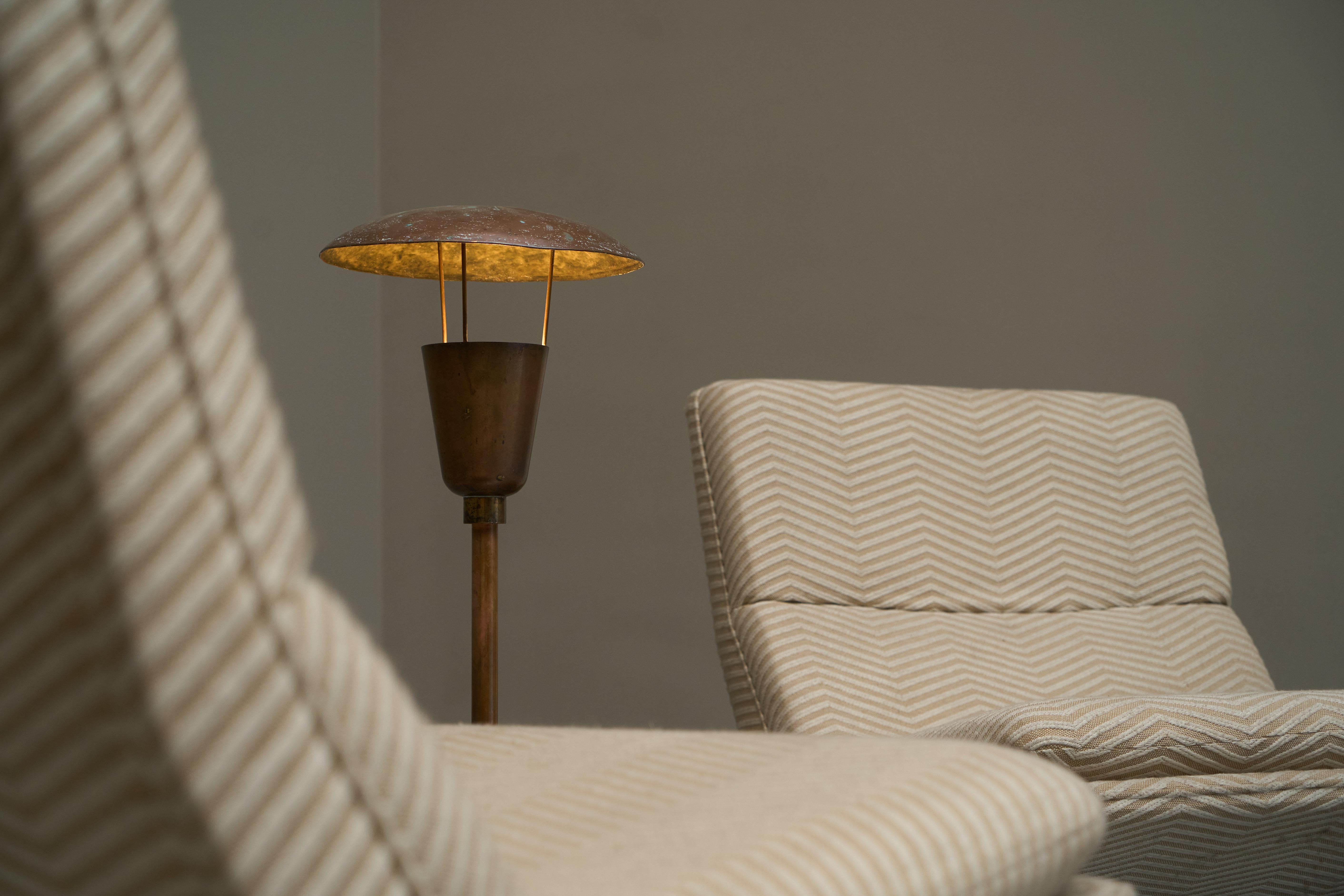 European Unique Floor Lamp in Patinated Copper 1960s For Sale
