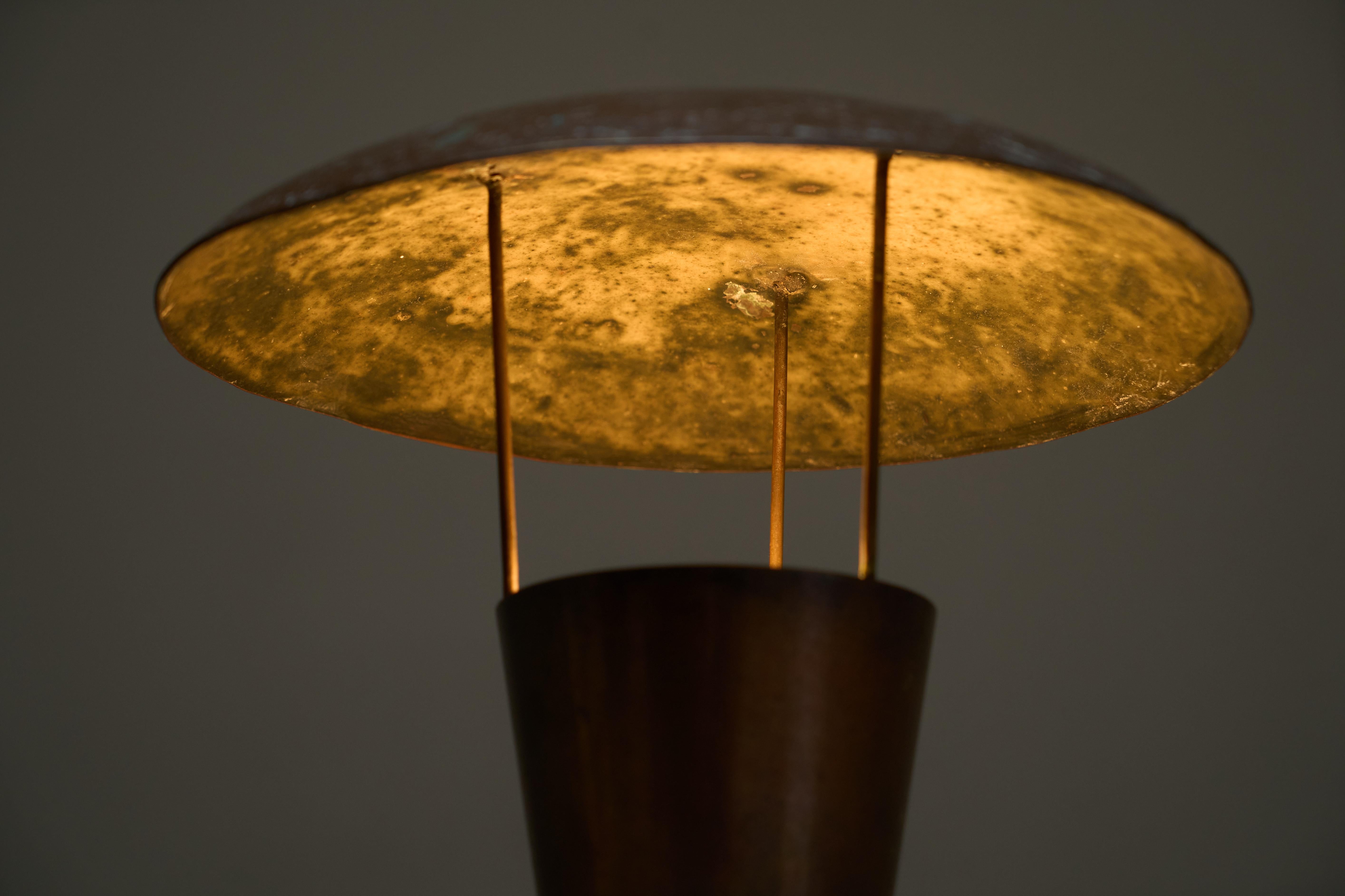 Hand-Crafted Unique Floor Lamp in Patinated Copper 1960s For Sale