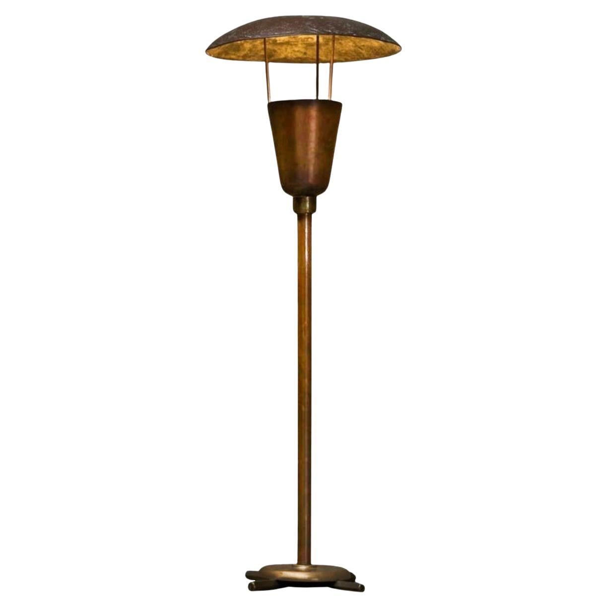 Unique Floor Lamp in Patinated Copper 1960s