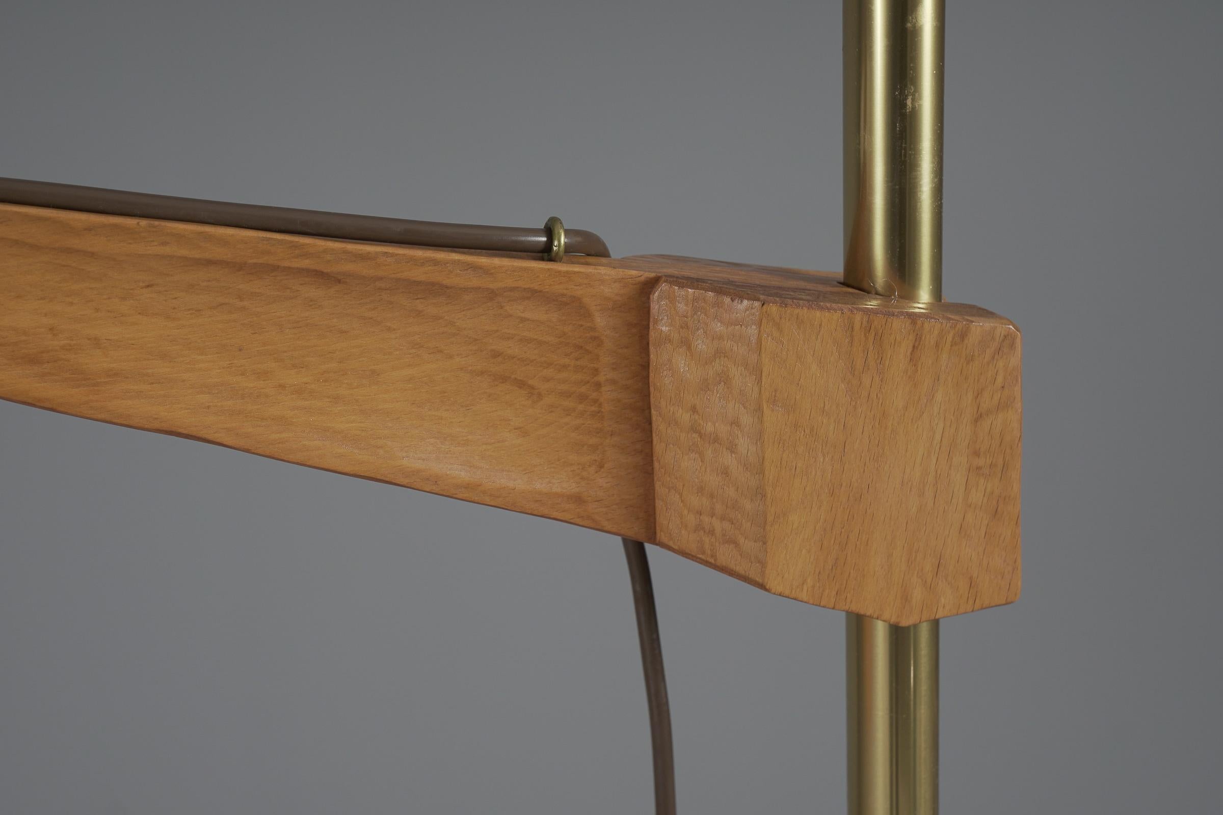 Unique anthroposophic floor lamp in wood, brass and fabric by Rudolf Dörfler For Sale 4