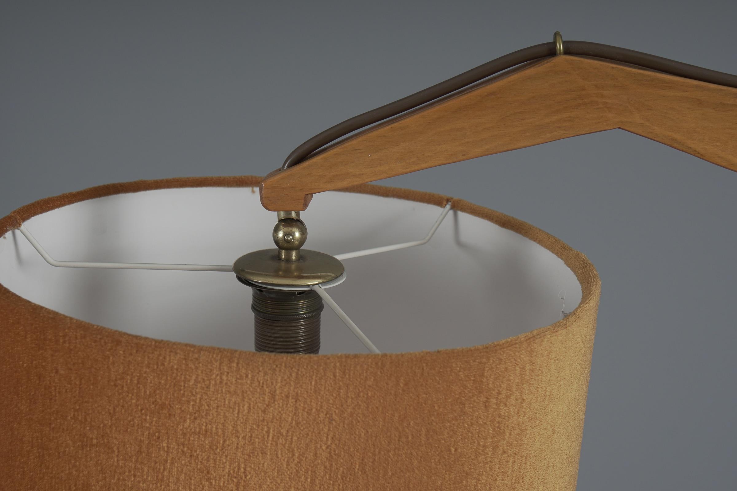 Unique anthroposophic floor lamp in wood, brass and fabric by Rudolf Dörfler For Sale 7