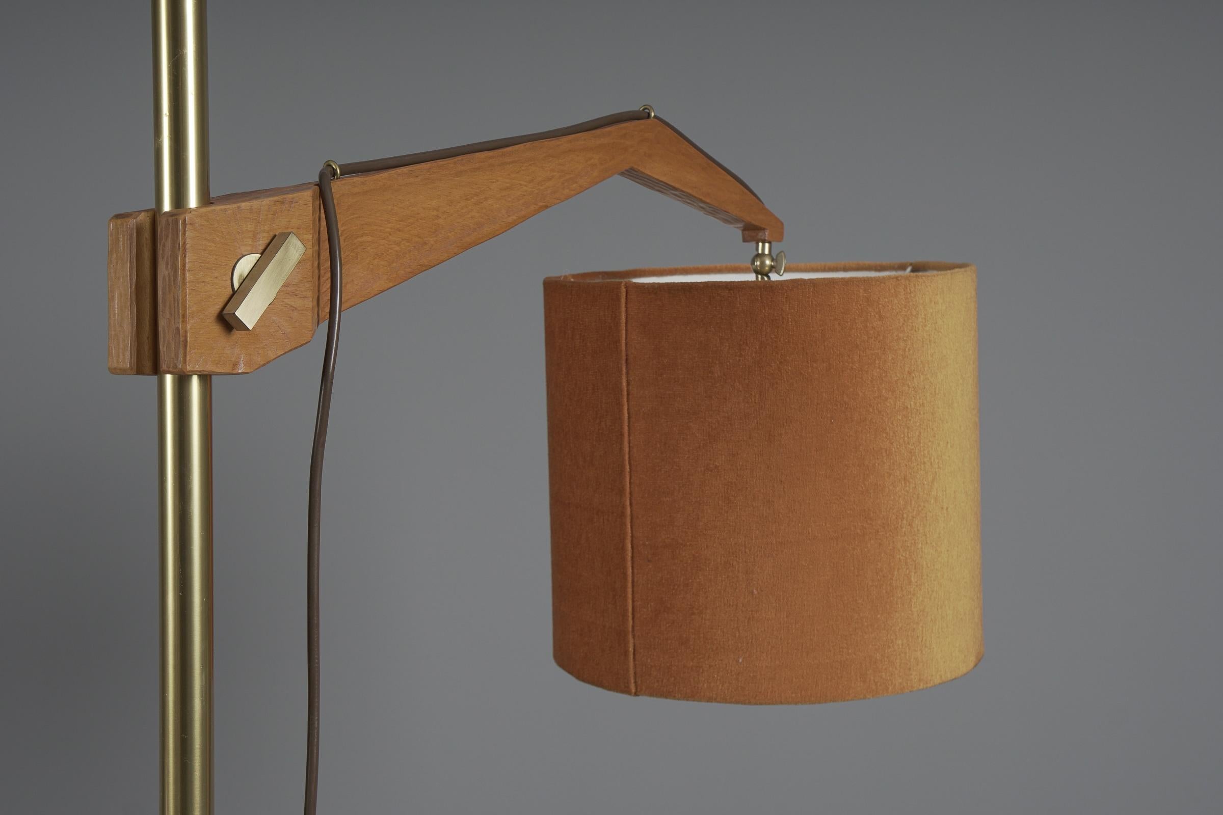 Unique anthroposophic floor lamp in wood, brass and fabric by Rudolf Dörfler For Sale 2