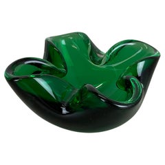Unique floral Murano Glass "Green" Bowl Element Shell Ashtray Murano Italy 1970s