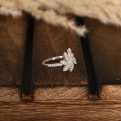 Anello di moissanite a forma di fiore unico in argento 925 Regalo minimalista per lei