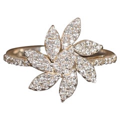 Unique Flower Shaped Moissanite Ring 925 Sterling Silver Minimalist Gift For Her