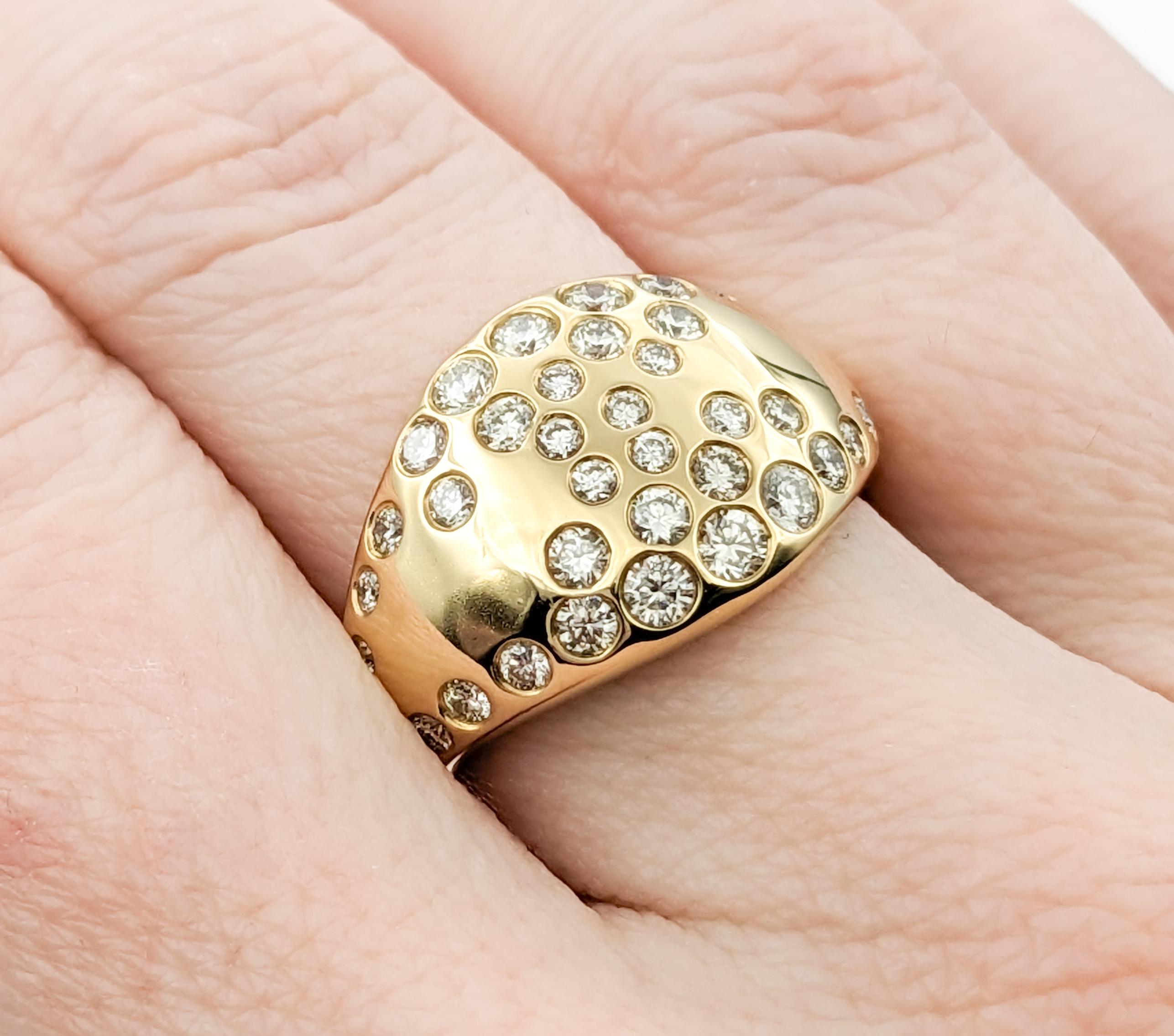 Women's Unique Flush-Set Diamond Cocktail Ring For Sale