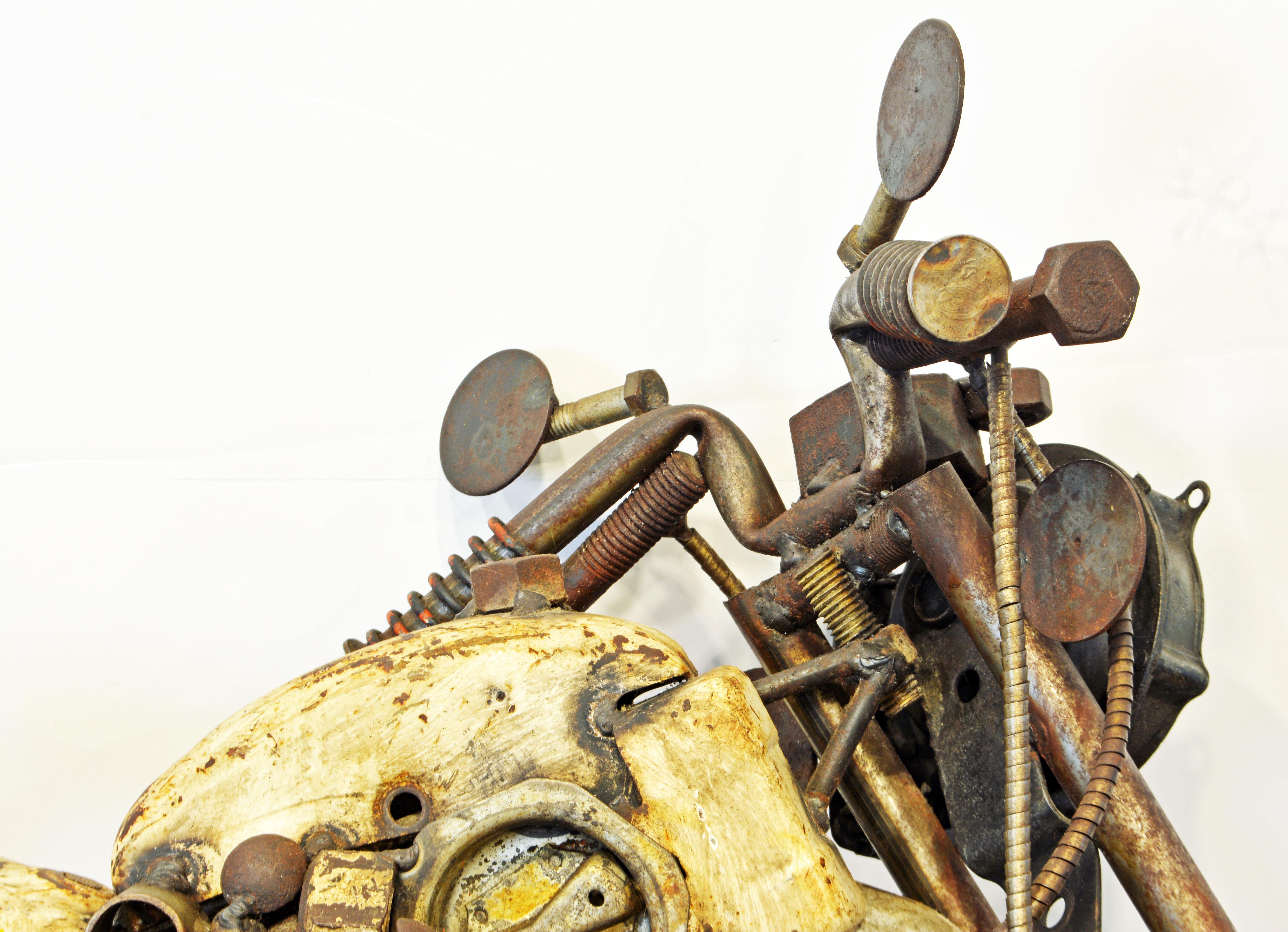 20th Century Unique Folk Art Scrap Metal Motorcycle Sculpture