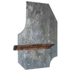 Einzigartige Form Kleiner Spiegel aus braunem Marmor und Silber von Frederic Saulou