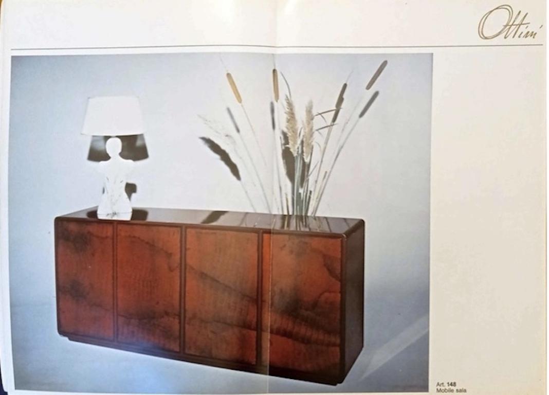 Unique Four-door sideboard covered in parchment, by Ottini Milano, Italy 1970s. For Sale 10