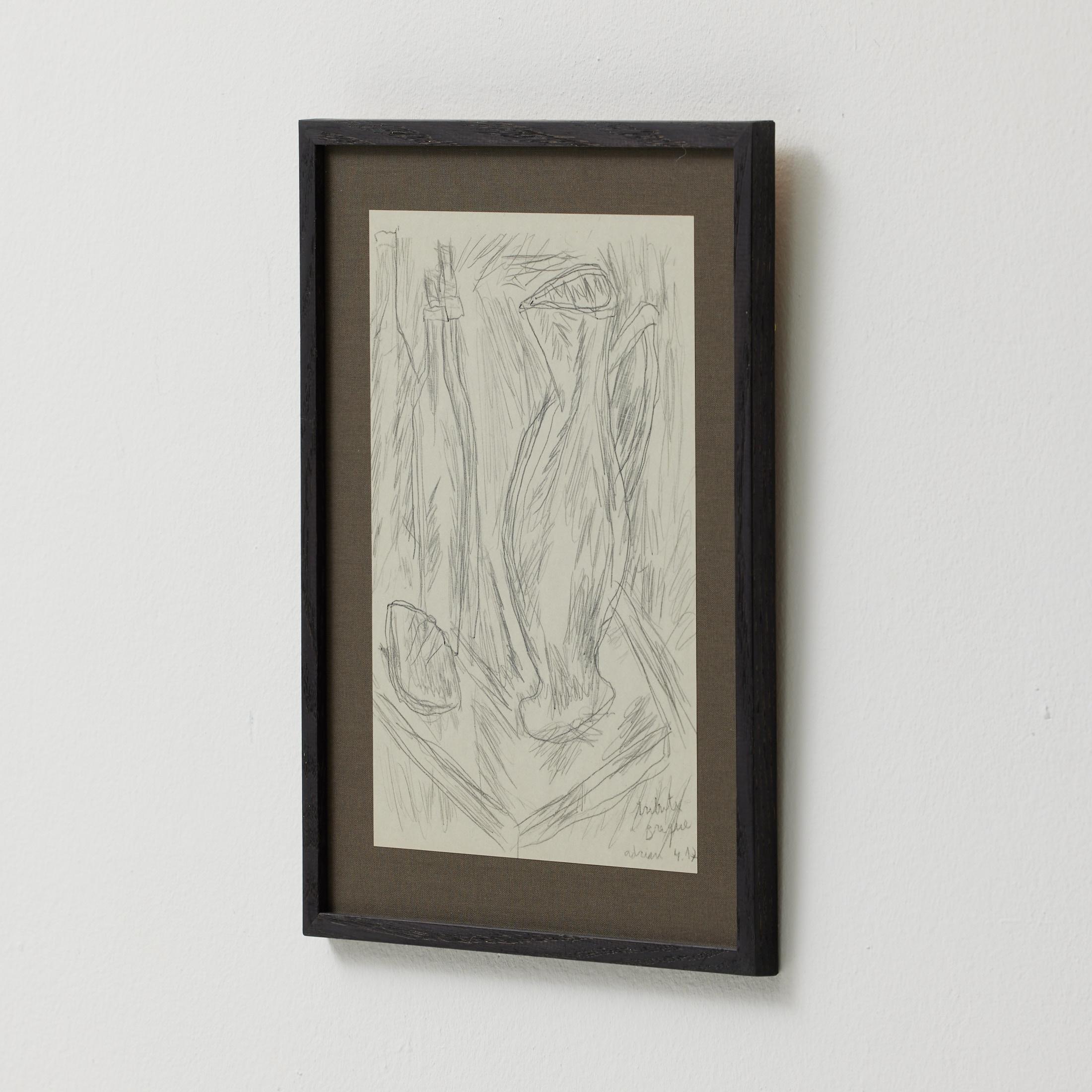 Impression abstraite unique encadrée par Adrian, Hommage à Georges Braque, 2017 en vente 3
