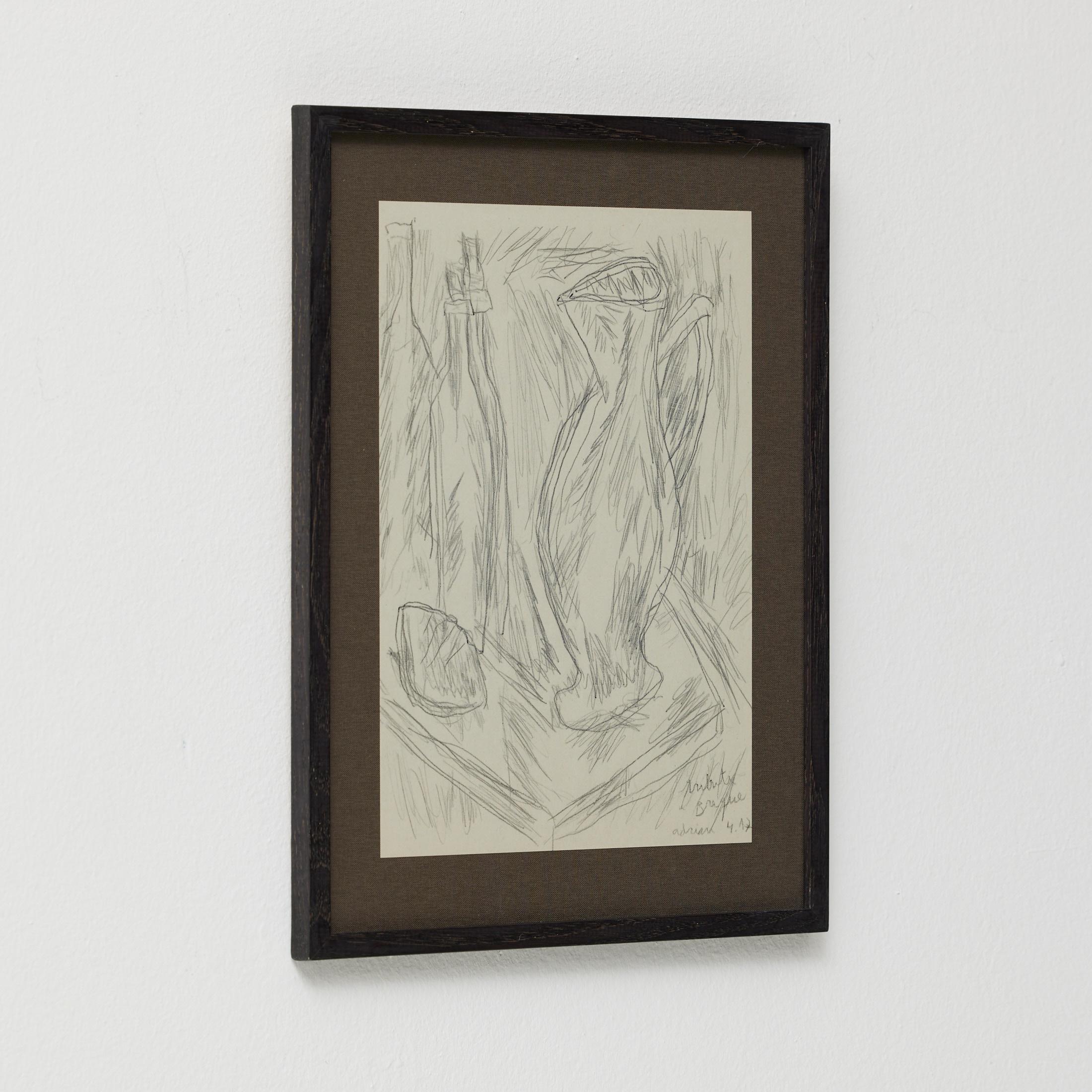 Espagnol Impression abstraite unique encadrée par Adrian, Hommage à Georges Braque, 2017 en vente