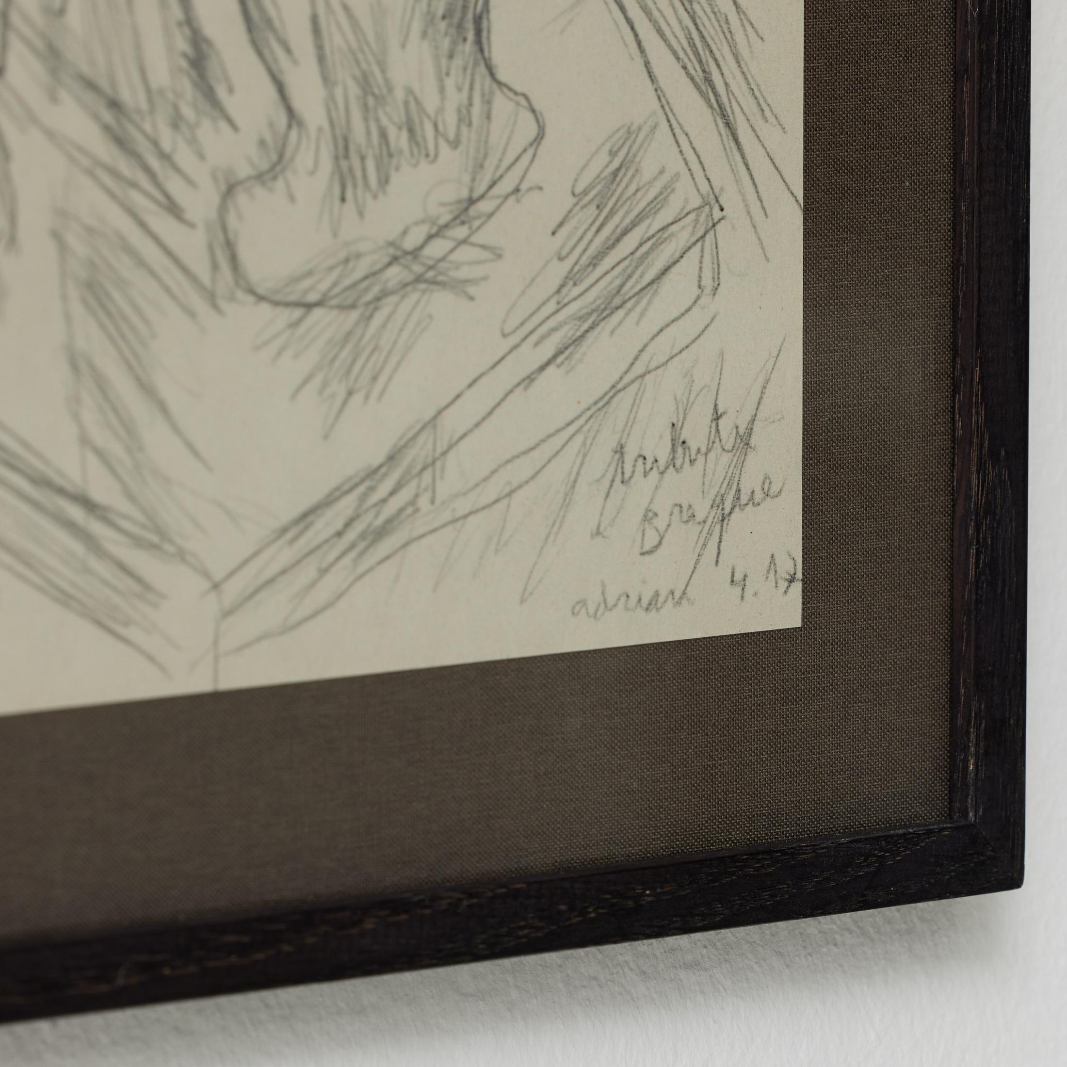 Papier Impression abstraite unique encadrée par Adrian, Hommage à Georges Braque, 2017 en vente