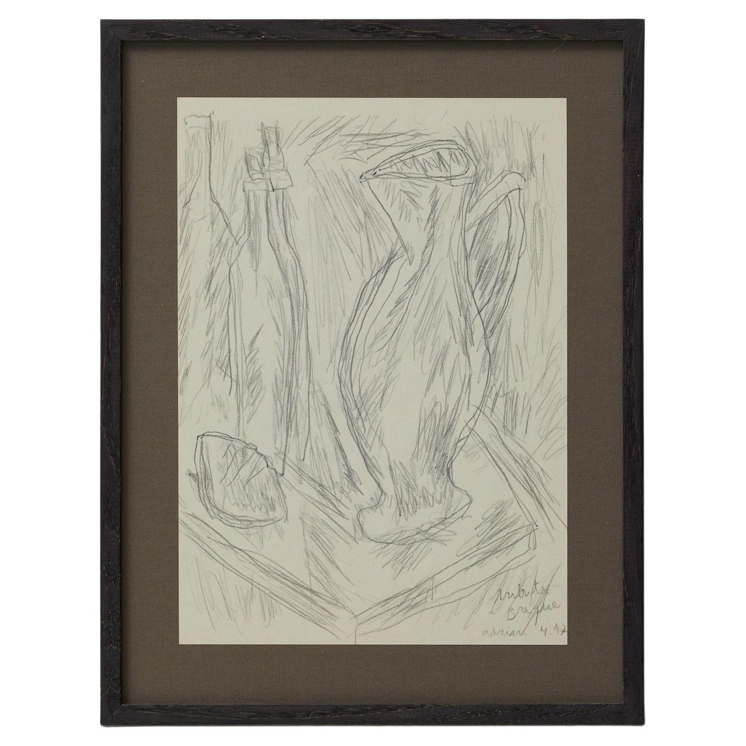 Stampa astratta unica incorniciata di Adrian, Tributo a Georges Braque, 2017