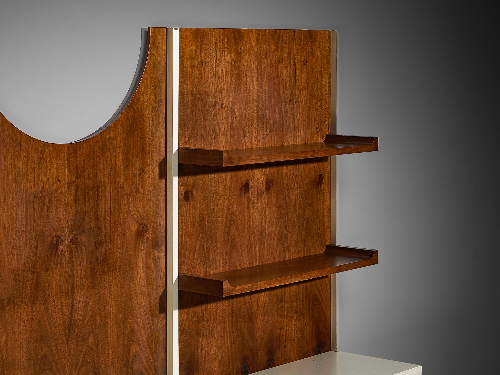 Unique Franco Campo and Carlo Graffi 1960s Large Wall Unit in Walnut For Sale 6