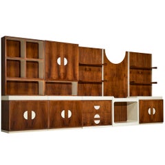Unique Franco Campo and Carlo Graffi 1960s Large Wall Unit in Walnut