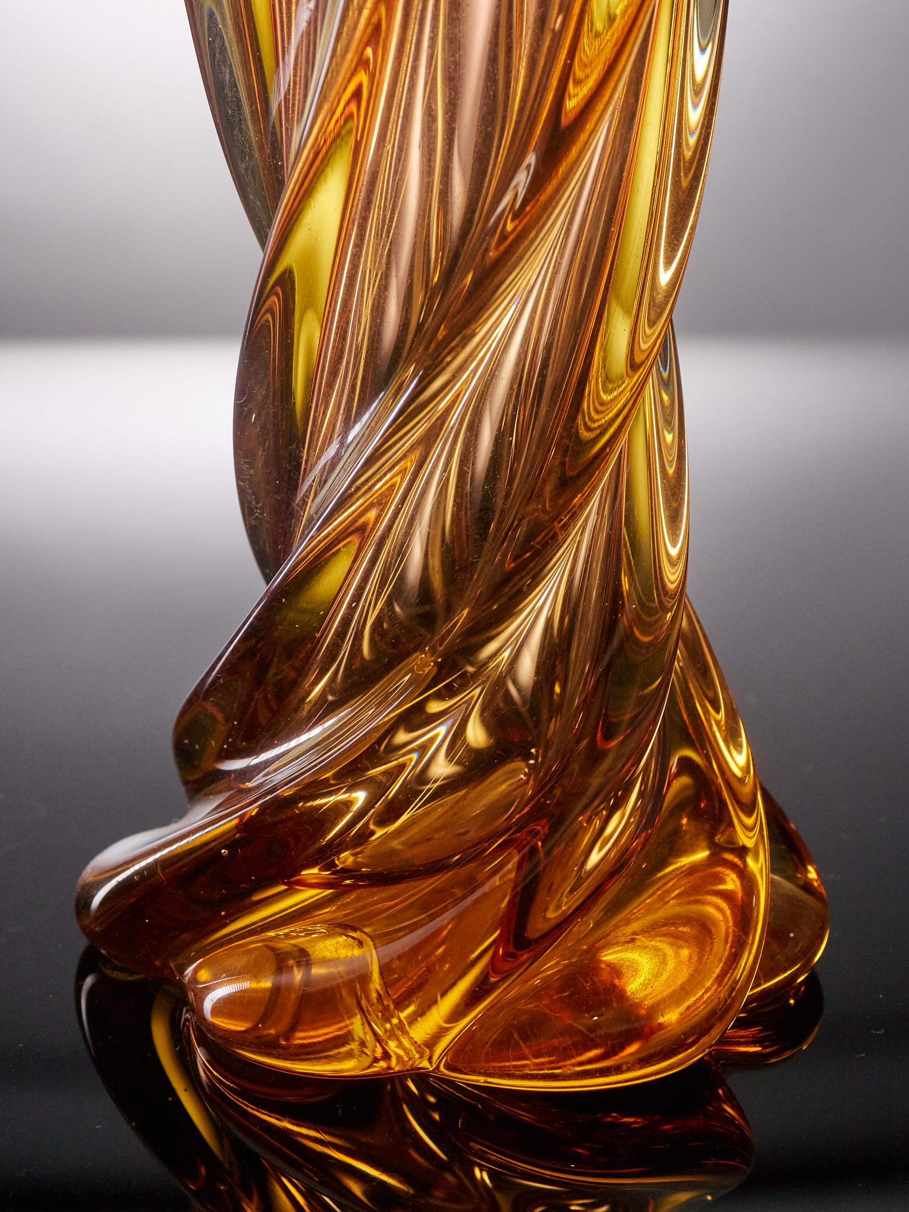 Unique Freeform Honey Amber Murano Glass Vase 2