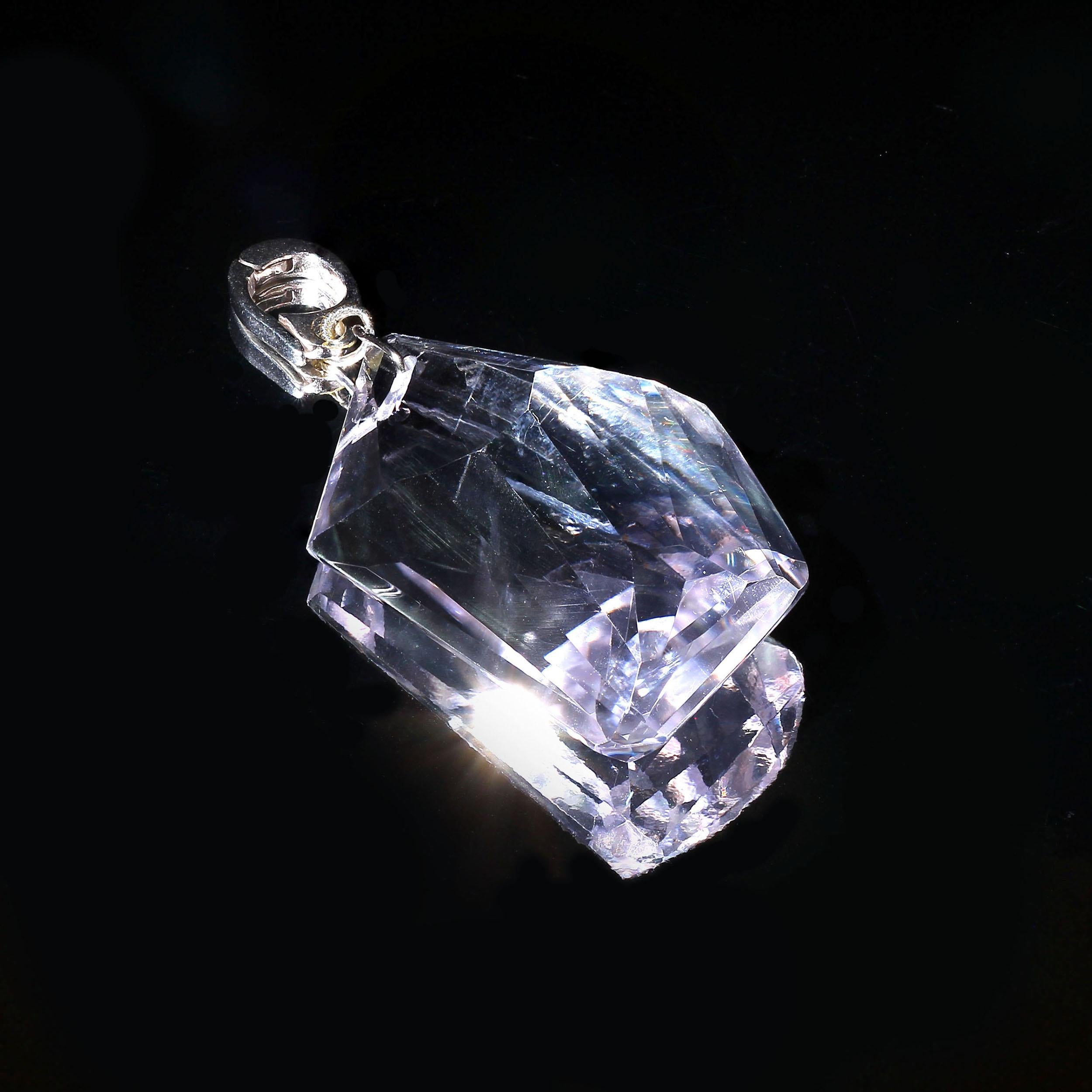Contemporary Gemjunky Unique Free form Rose of France Crystal Pendant