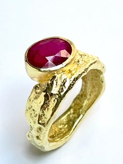 Unique Freeform Ruby Cocktail Ring in 18k Gold & Ruby by Kelvin J. Birk