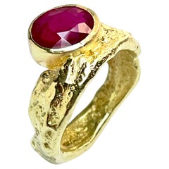 Unique Freeform Ruby Cocktail Ring in 18k Gold & Ruby by Kelvin J. Birk
