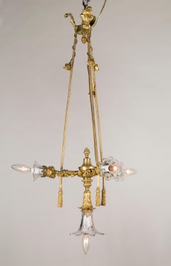 Unique French 19th Century Louis XVI Chandelier with Ropes, Tassels, and Roses